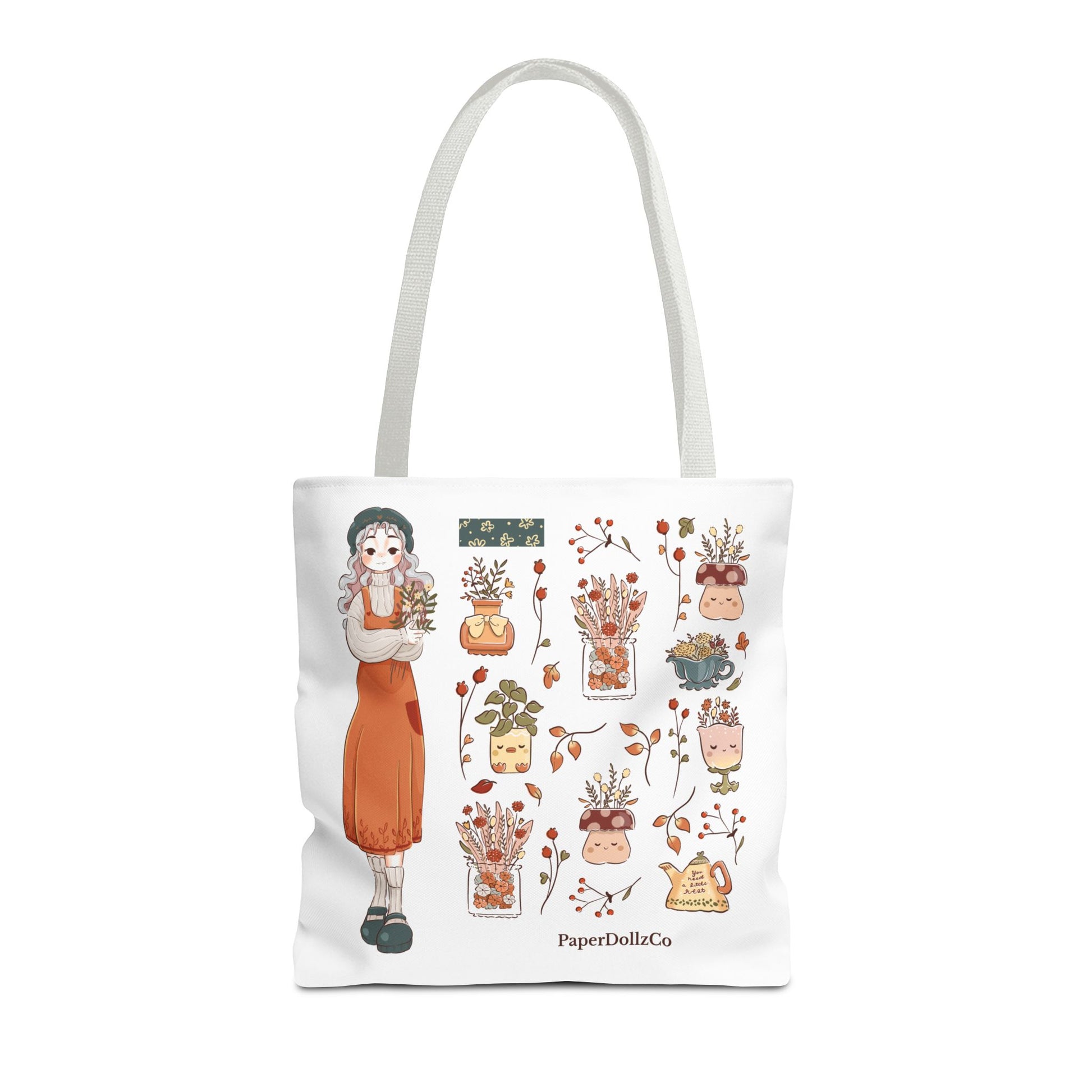 Autumn-Themed Tote Bag, Cozy Fall Essentials, Cute Eco-Friendly Shoulder Bag, Harvest Season Shopping Bag, Pumpkin Spice Carryall | Cotton Merch