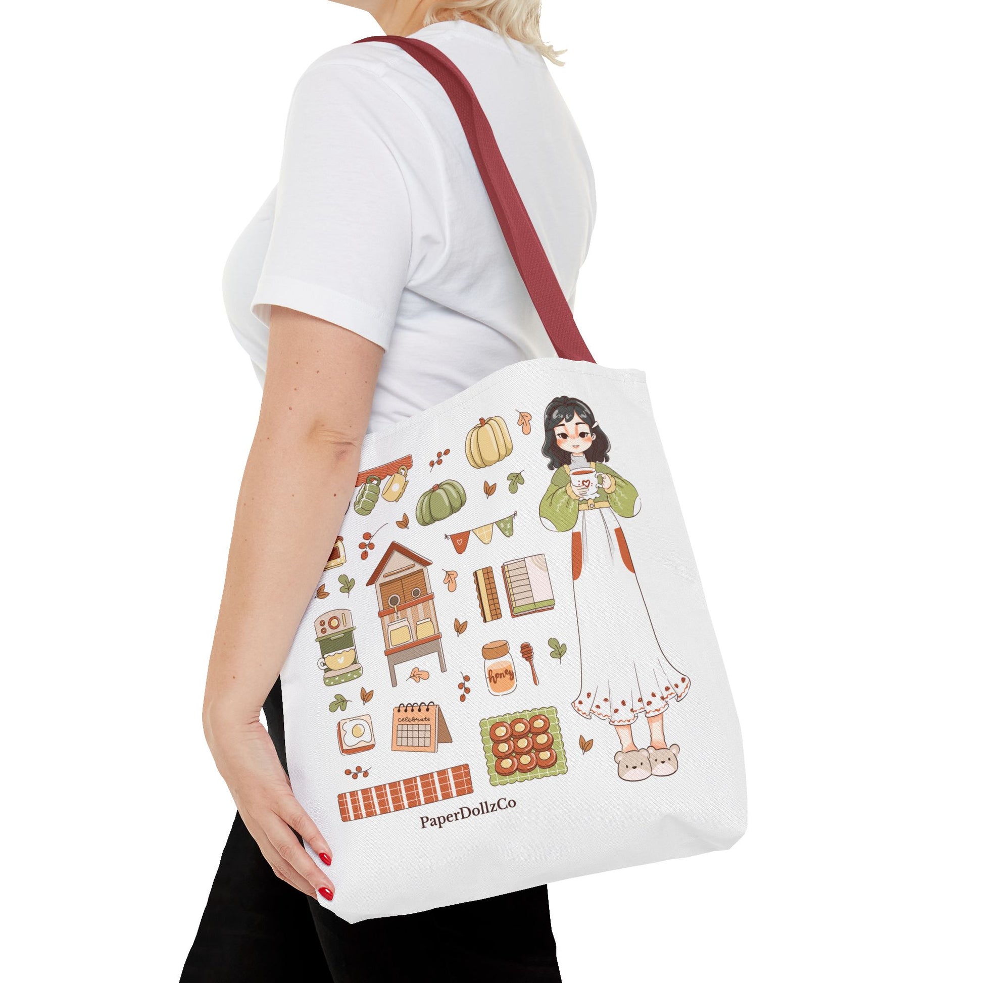 Autumn-Themed Tote Bag, Cozy Fall Essentials, Cute Eco-Friendly Shoulder Bag, Harvest Season Shopping Bag, Pumpkin Spice Carryall | Mulberry Merch