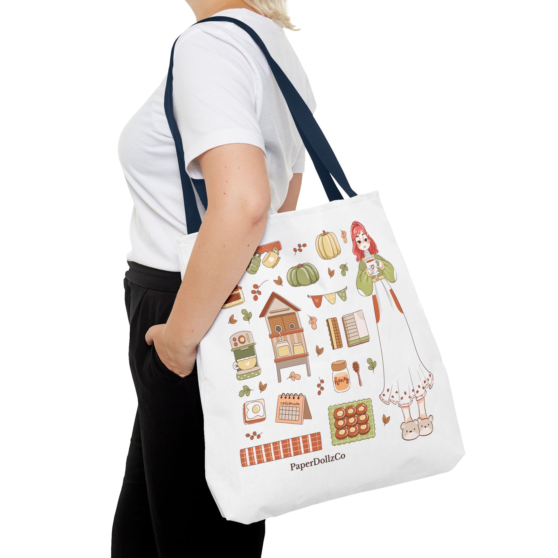 Autumn-Themed Tote Bag, Cozy Fall Essentials, Cute Eco-Friendly Shoulder Bag, Harvest Season Shopping Bag, Pumpkin Spice Carryall | Cherry Merch
