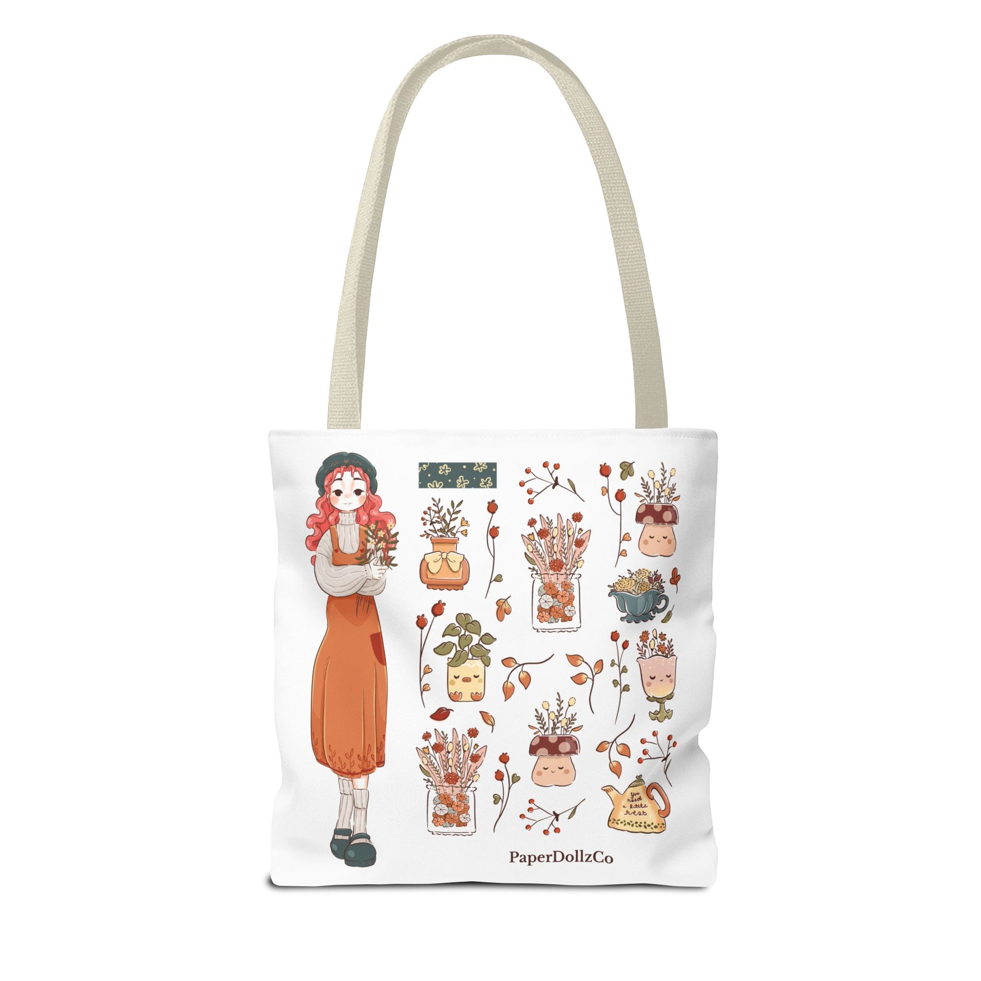 Autumn-Themed Tote Bag, Cozy Fall Essentials, Cute Eco-Friendly Shoulder Bag, Harvest Season Shopping Bag, Pumpkin Spice Carryall | Cherry Merch