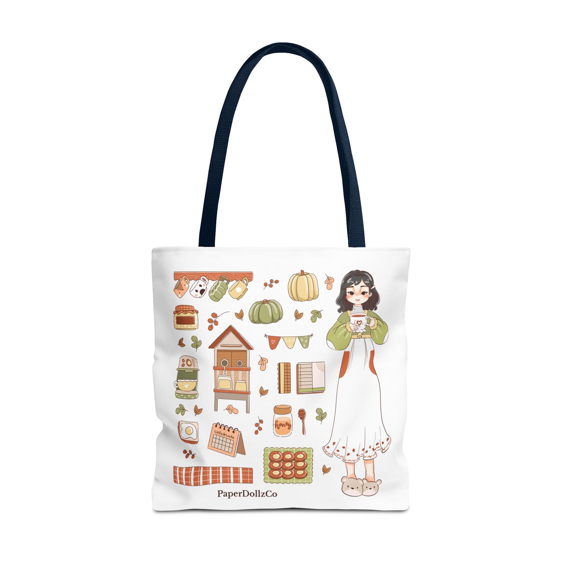 Autumn-Themed Tote Bag, Cozy Fall Essentials, Cute Eco-Friendly Shoulder Bag, Harvest Season Shopping Bag, Pumpkin Spice Carryall | Mulberry Merch