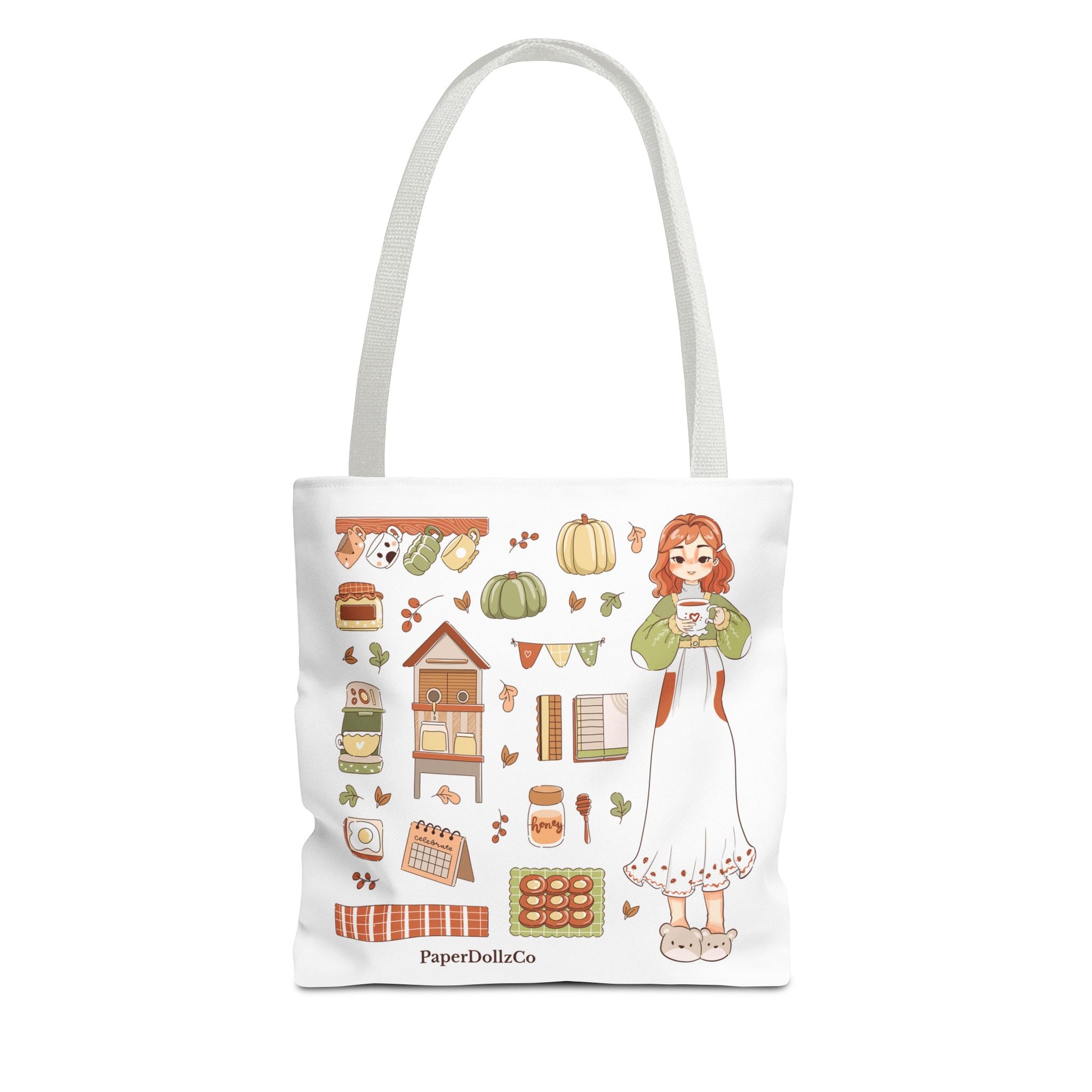 Autumn-Themed Tote Bag, Cozy Fall Essentials, Cute Eco-Friendly Shoulder Bag, Harvest Season Shopping Bag, Pumpkin Spice Carryall | Kiwi Merch