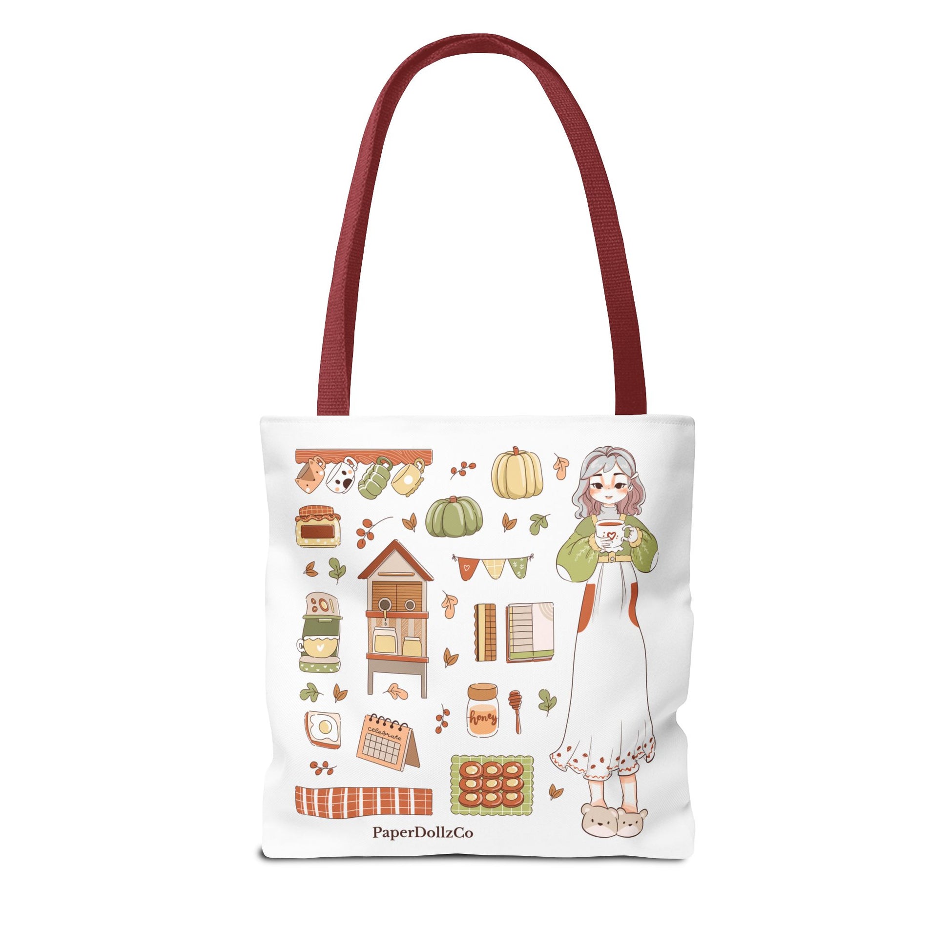 Autumn-Themed Tote Bag, Cozy Fall Essentials, Cute Eco-Friendly Shoulder Bag, Harvest Season Shopping Bag, Pumpkin Spice Carryall | Cotton Merch