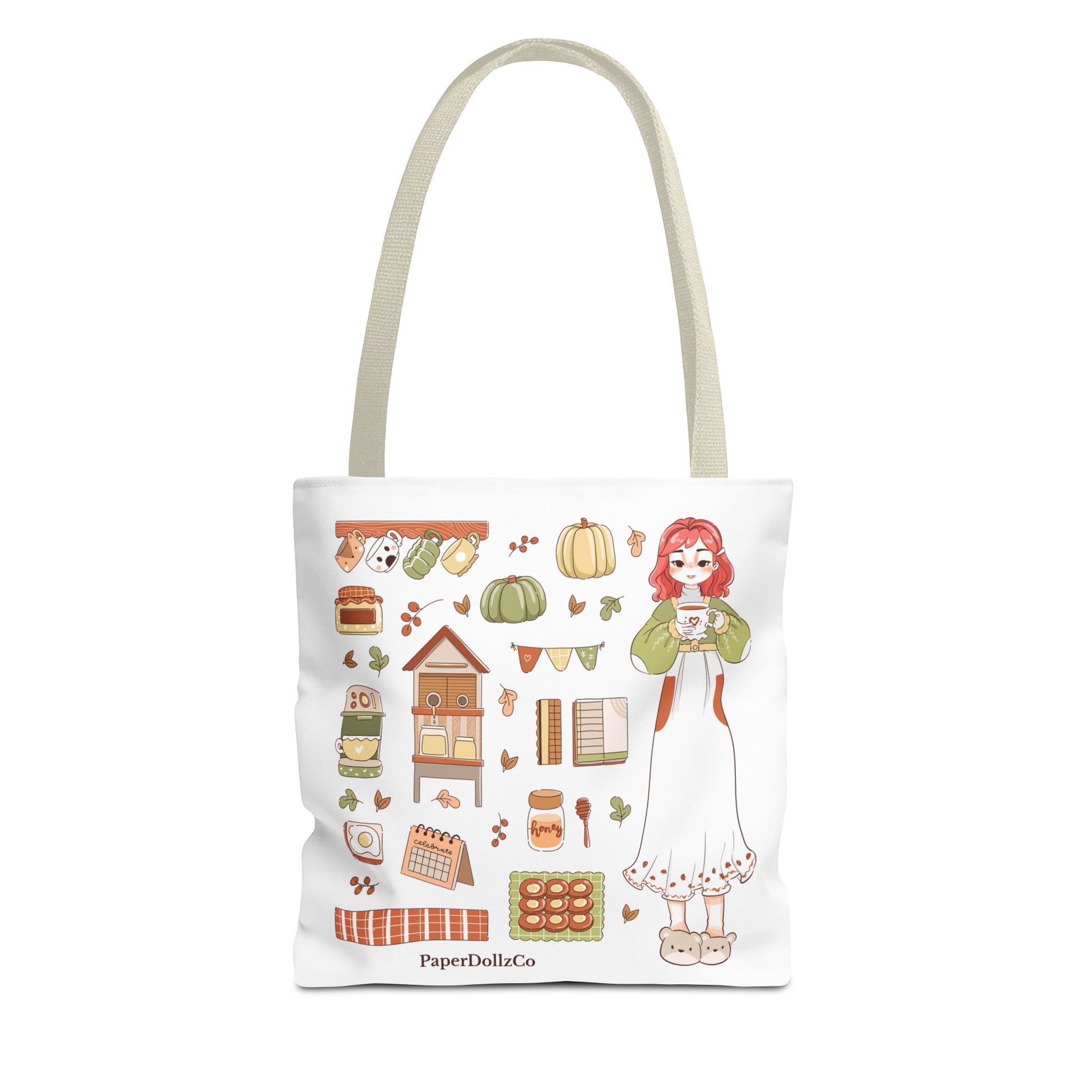 Autumn-Themed Tote Bag, Cozy Fall Essentials, Cute Eco-Friendly Shoulder Bag, Harvest Season Shopping Bag, Pumpkin Spice Carryall | Cherry Merch