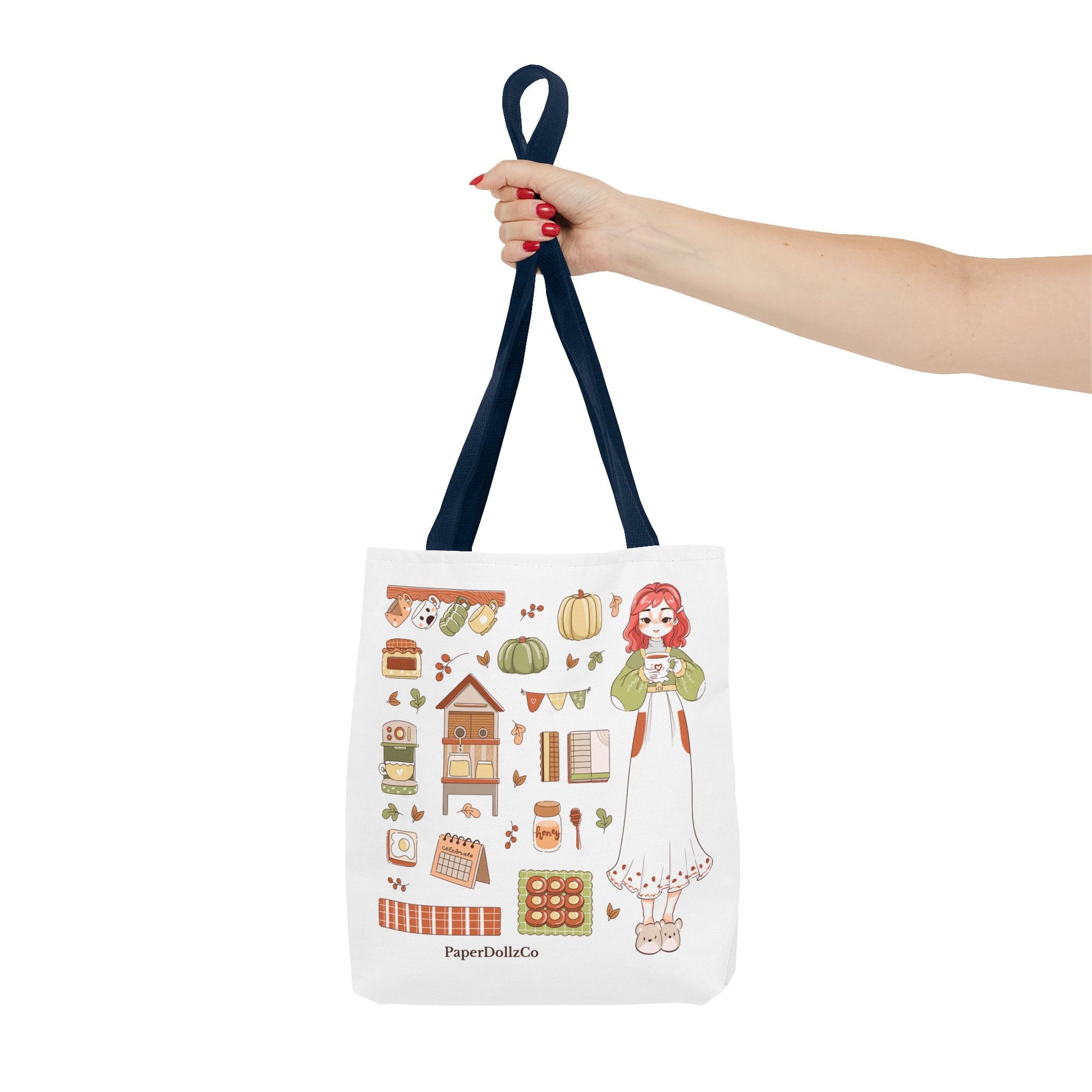 Autumn-Themed Tote Bag, Cozy Fall Essentials, Cute Eco-Friendly Shoulder Bag, Harvest Season Shopping Bag, Pumpkin Spice Carryall | Cherry Merch