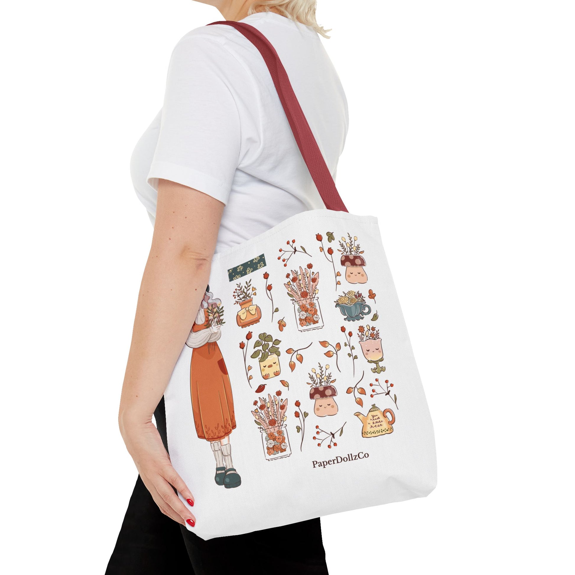 Autumn-Themed Tote Bag, Cozy Fall Essentials, Cute Eco-Friendly Shoulder Bag, Harvest Season Shopping Bag, Pumpkin Spice Carryall | Cotton Merch