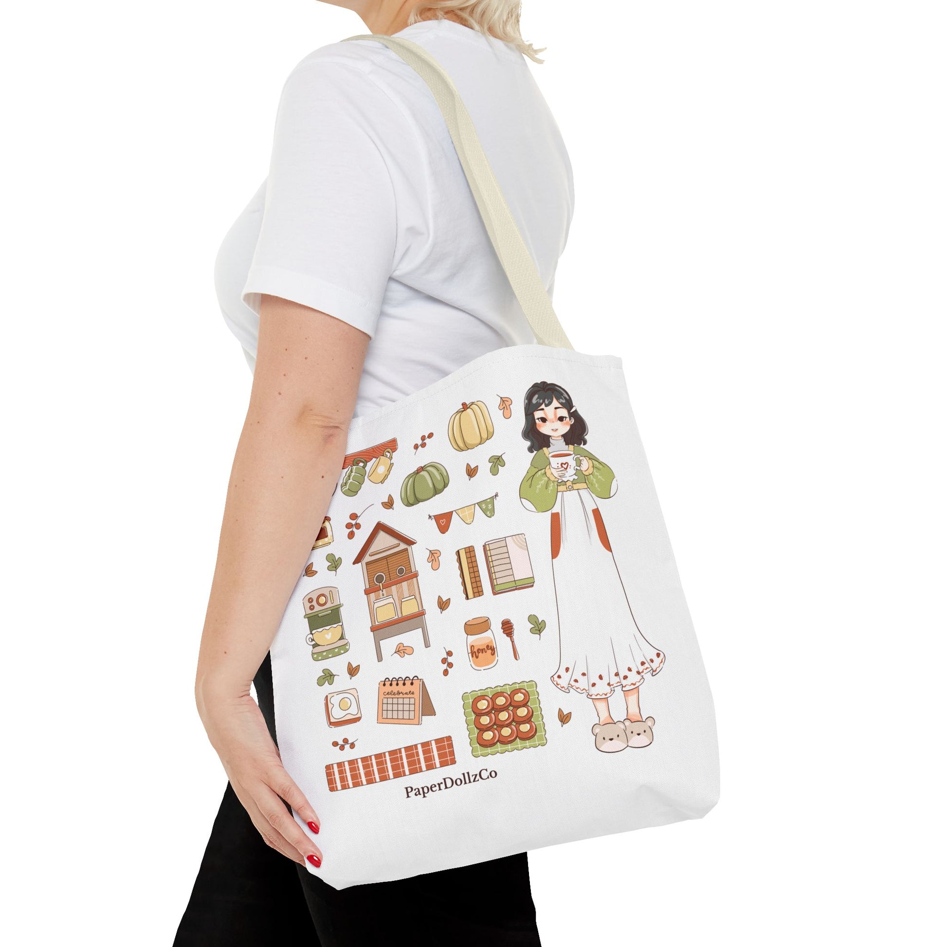 Autumn-Themed Tote Bag, Cozy Fall Essentials, Cute Eco-Friendly Shoulder Bag, Harvest Season Shopping Bag, Pumpkin Spice Carryall | Mulberry Merch