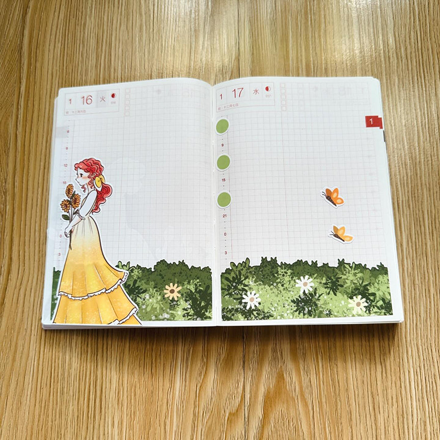 Vintage Pretty Petal Hobonichi A6 Sticker Kit - a018