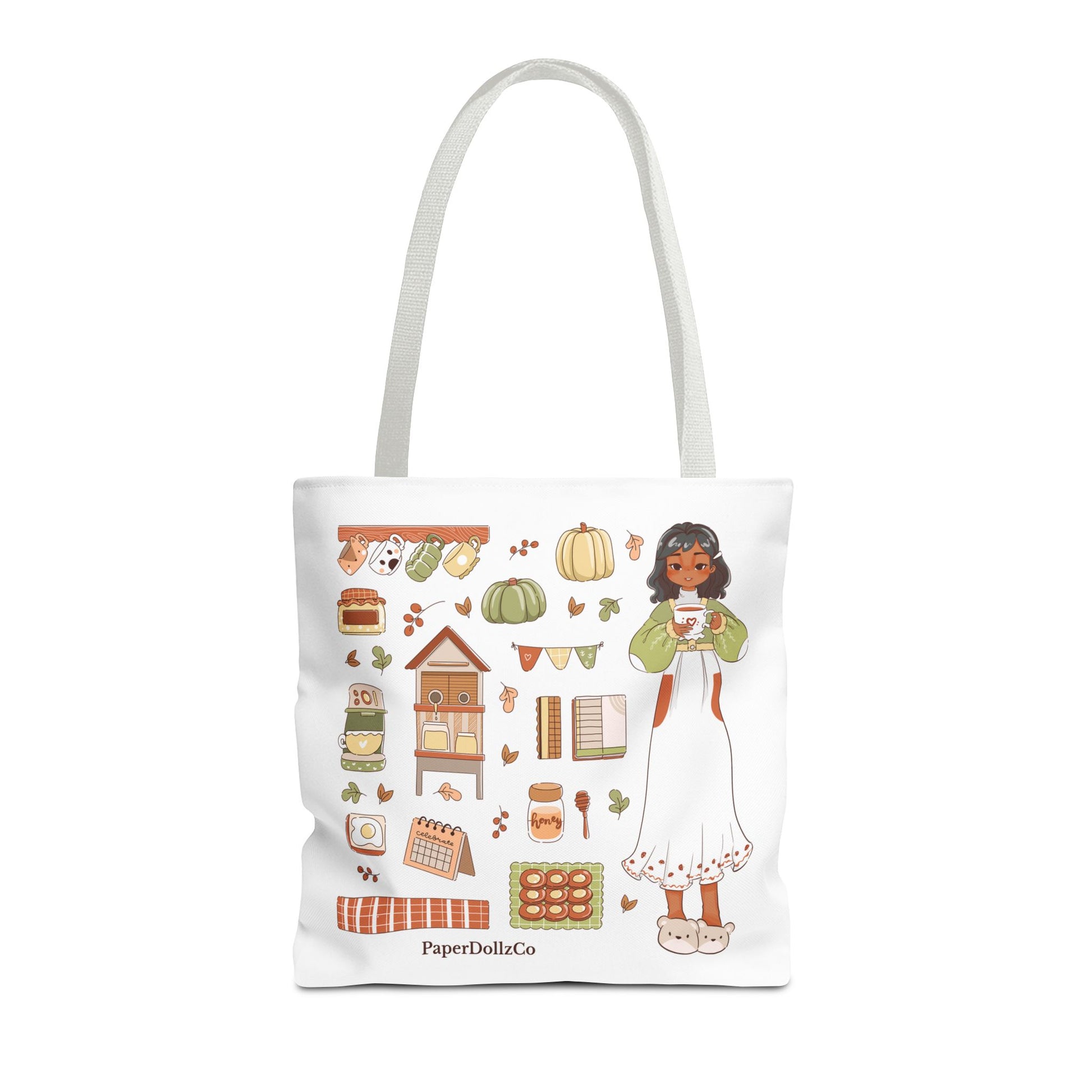 Autumn-Themed Tote Bag, Cozy Fall Essentials, Cute Eco-Friendly Shoulder Bag, Harvest Season Shopping Bag, Pumpkin Spice Carryall | Olive Merch