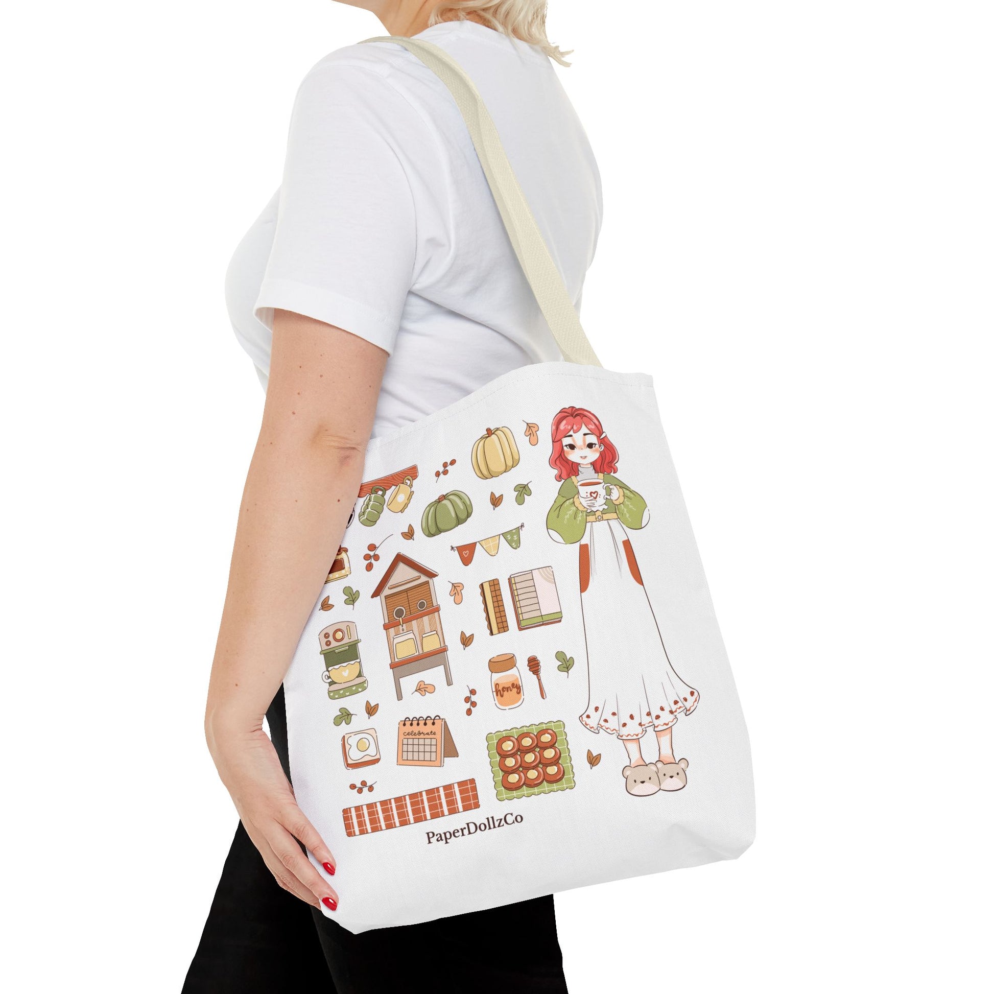Autumn-Themed Tote Bag, Cozy Fall Essentials, Cute Eco-Friendly Shoulder Bag, Harvest Season Shopping Bag, Pumpkin Spice Carryall | Cherry Merch
