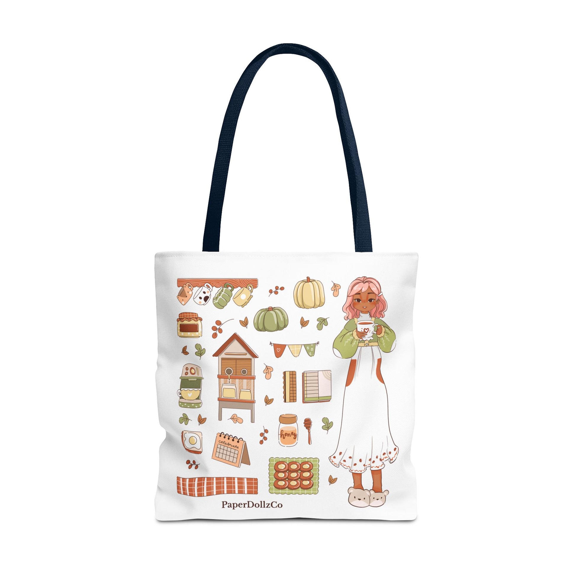 Autumn-Themed Tote Bag, Cozy Fall Essentials, Cute Eco-Friendly Shoulder Bag, Harvest Season Shopping Bag, Pumpkin Spice Carryall | Apricot Merch