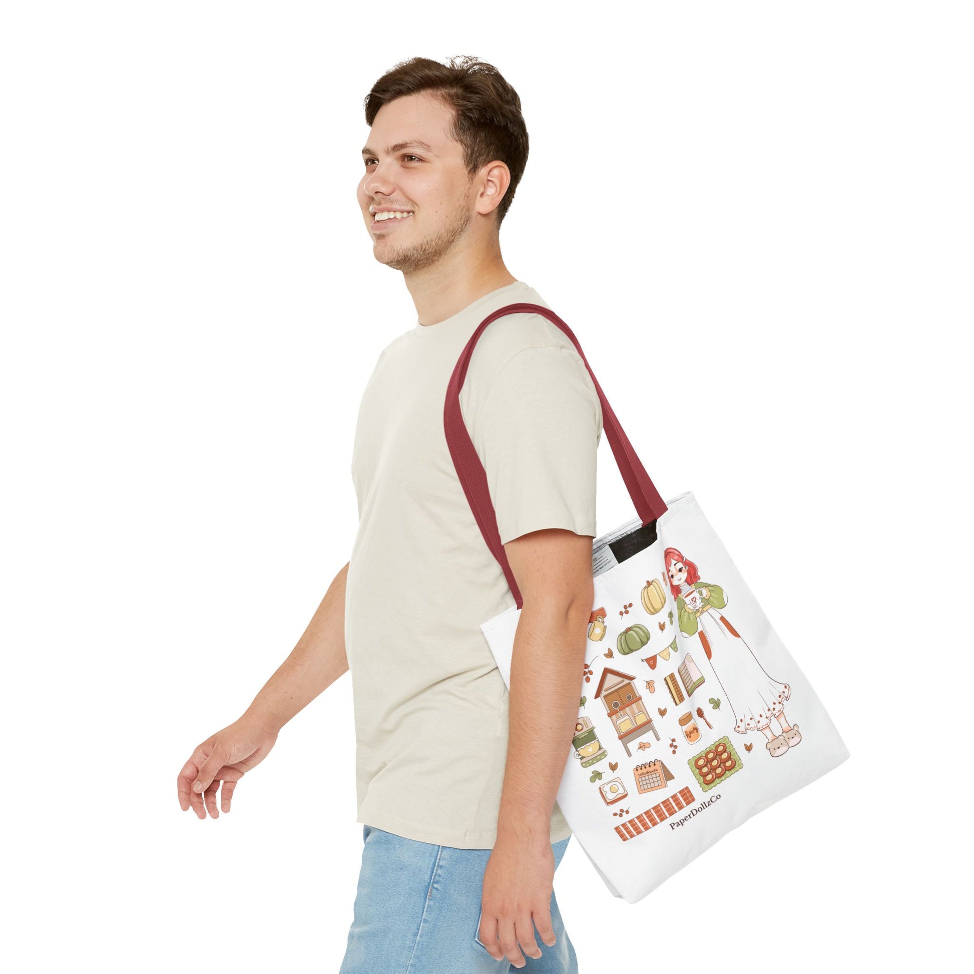 Autumn-Themed Tote Bag, Cozy Fall Essentials, Cute Eco-Friendly Shoulder Bag, Harvest Season Shopping Bag, Pumpkin Spice Carryall | Cherry Merch
