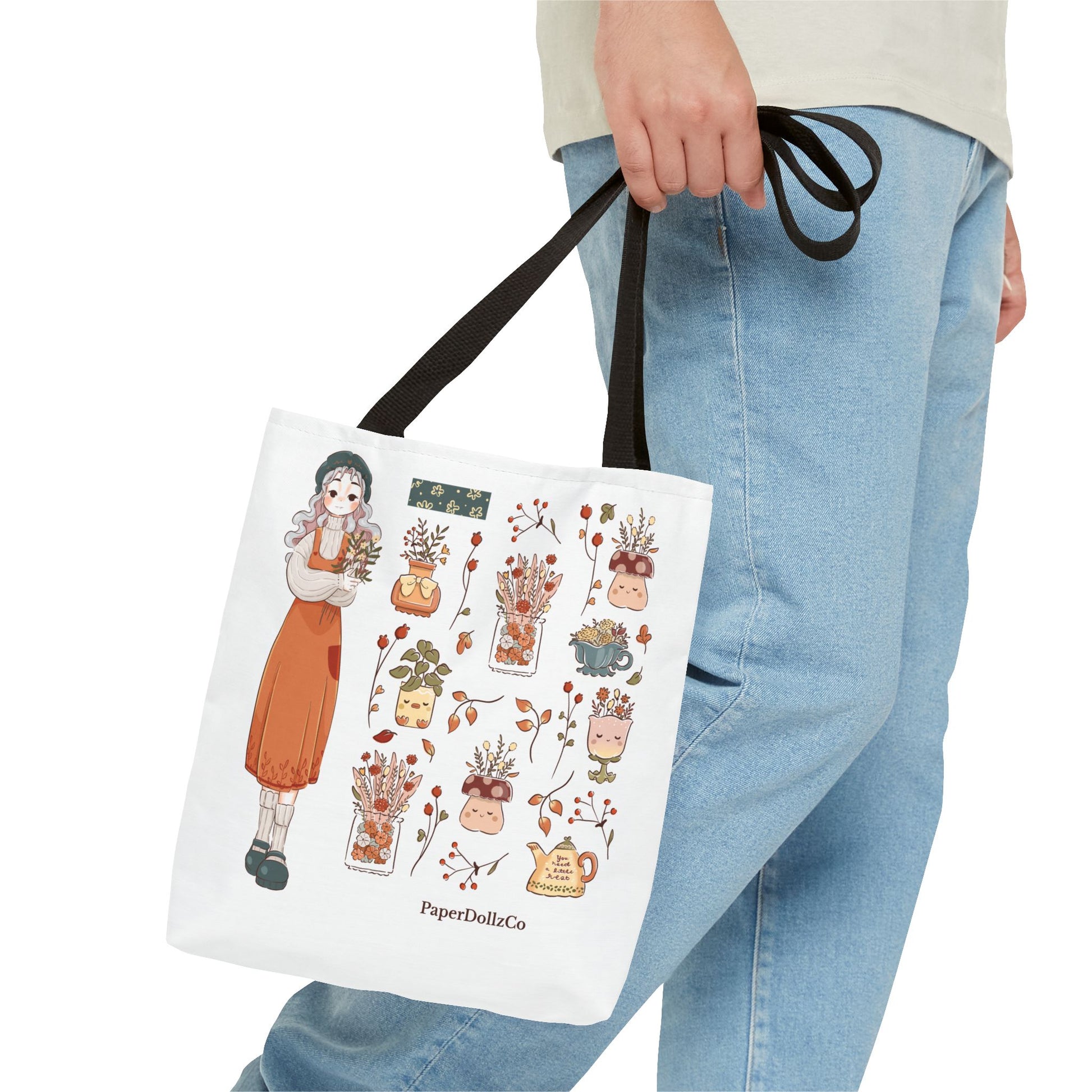 Autumn-Themed Tote Bag, Cozy Fall Essentials, Cute Eco-Friendly Shoulder Bag, Harvest Season Shopping Bag, Pumpkin Spice Carryall | Cotton Merch