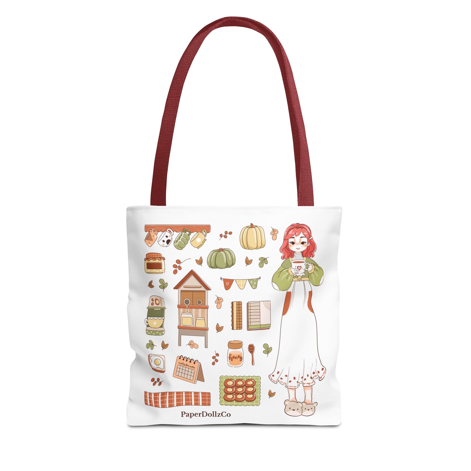 Autumn-Themed Tote Bag, Cozy Fall Essentials, Cute Eco-Friendly Shoulder Bag, Harvest Season Shopping Bag, Pumpkin Spice Carryall | Cherry Merch