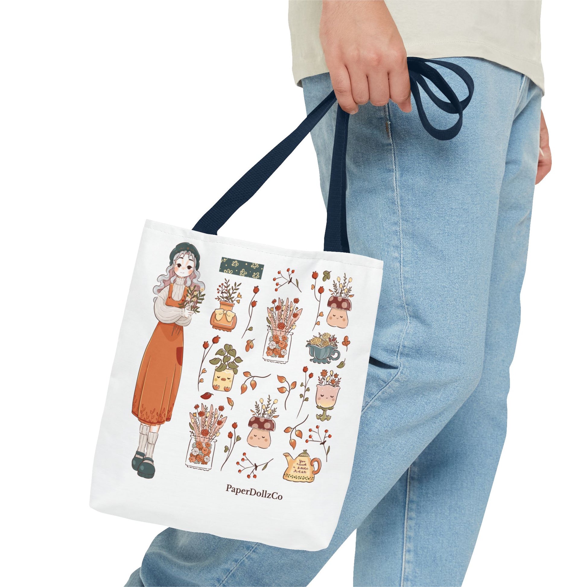 Autumn-Themed Tote Bag, Cozy Fall Essentials, Cute Eco-Friendly Shoulder Bag, Harvest Season Shopping Bag, Pumpkin Spice Carryall | Cotton Merch