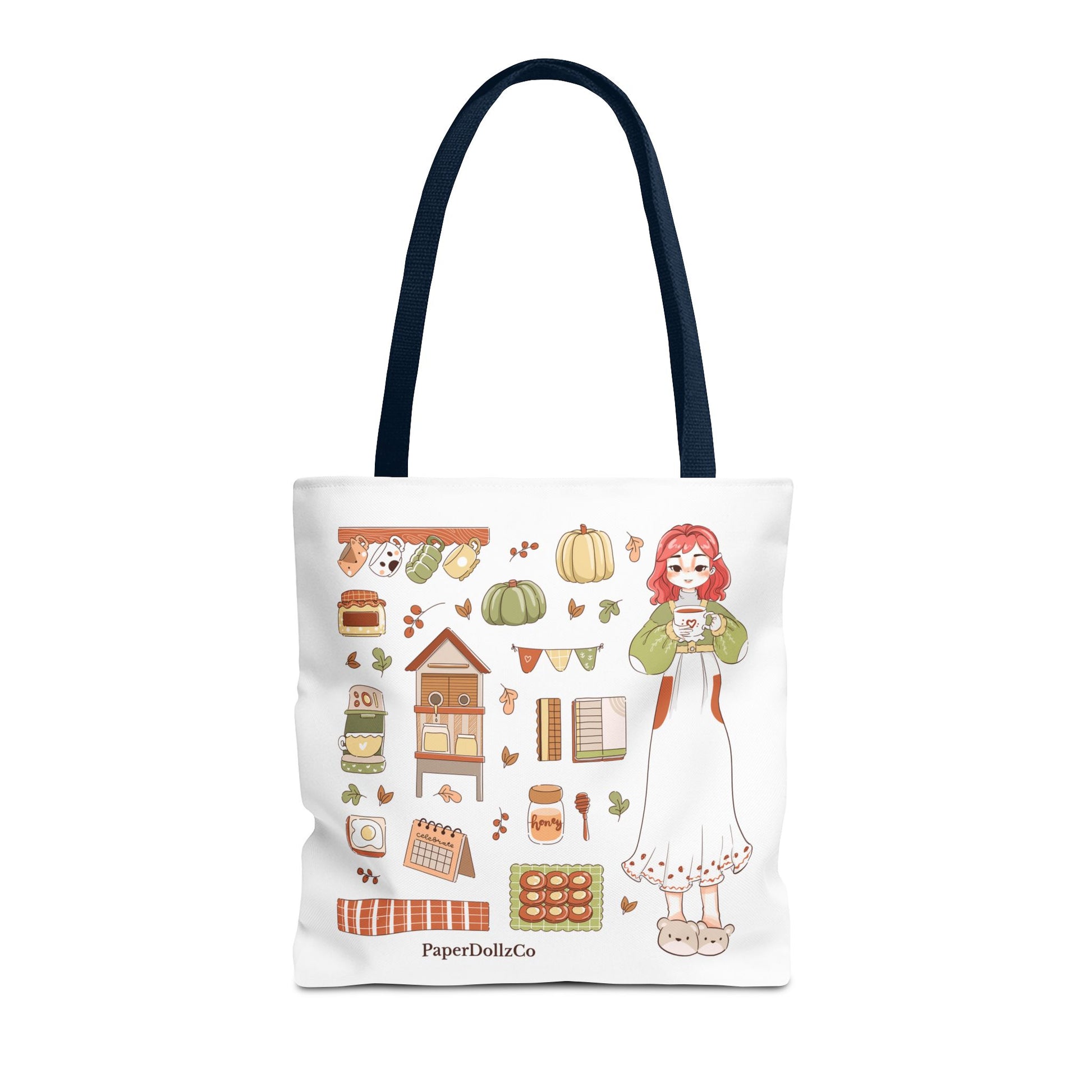 Autumn-Themed Tote Bag, Cozy Fall Essentials, Cute Eco-Friendly Shoulder Bag, Harvest Season Shopping Bag, Pumpkin Spice Carryall | Cherry Merch