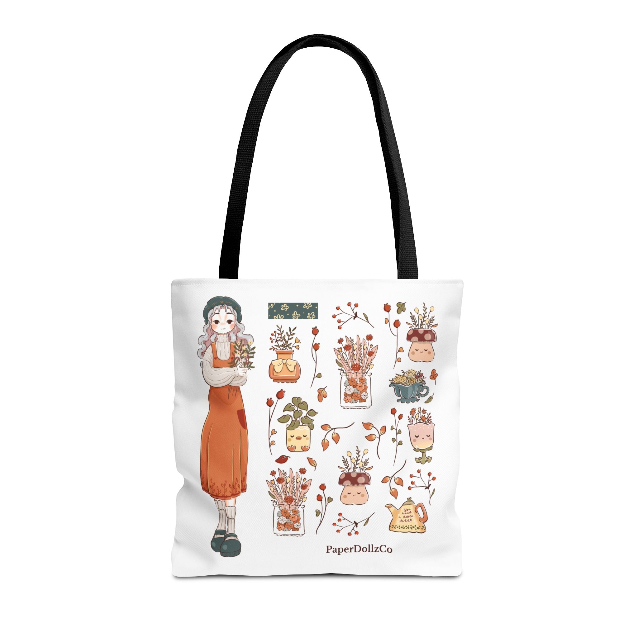 Autumn-Themed Tote Bag, Cozy Fall Essentials, Cute Eco-Friendly Shoulder Bag, Harvest Season Shopping Bag, Pumpkin Spice Carryall | Cotton Merch