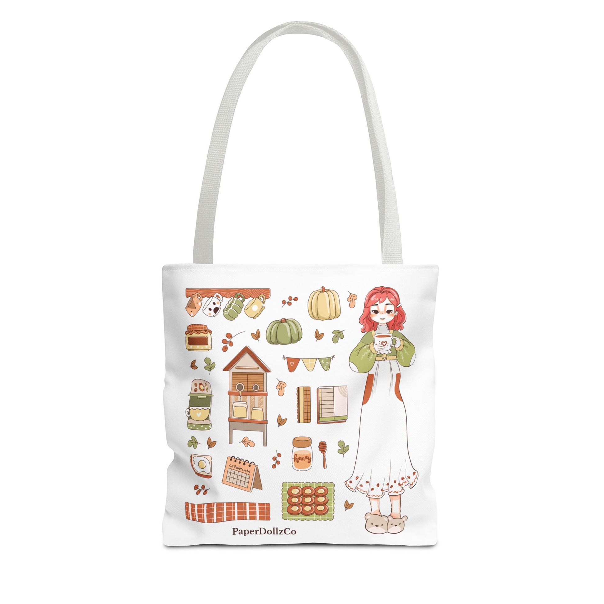 Autumn-Themed Tote Bag, Cozy Fall Essentials, Cute Eco-Friendly Shoulder Bag, Harvest Season Shopping Bag, Pumpkin Spice Carryall | Cherry Merch