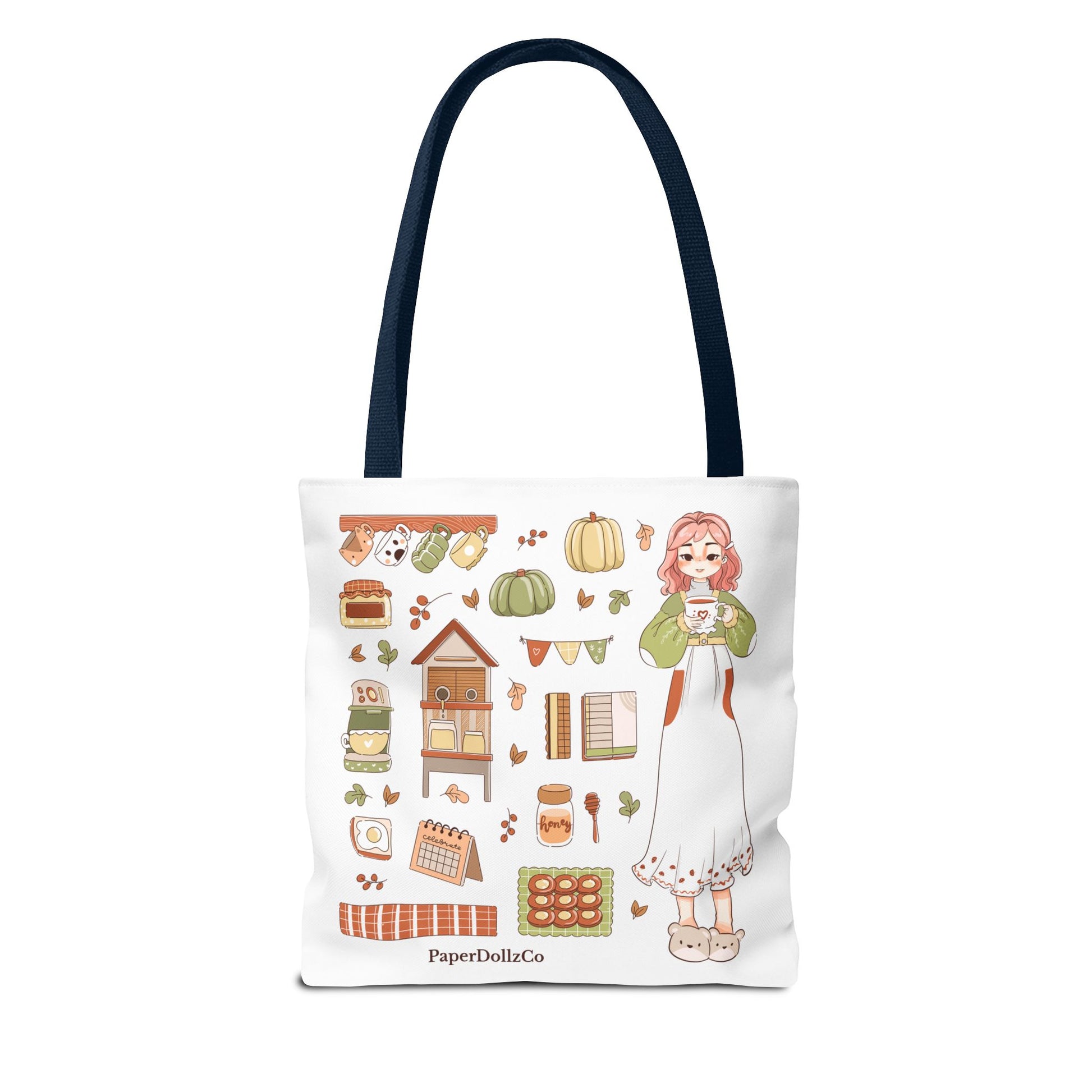 Autumn-Themed Tote Bag, Cozy Fall Essentials, Cute Eco-Friendly Shoulder Bag, Harvest Season Shopping Bag, Pumpkin Spice Carryall | Peach Merch