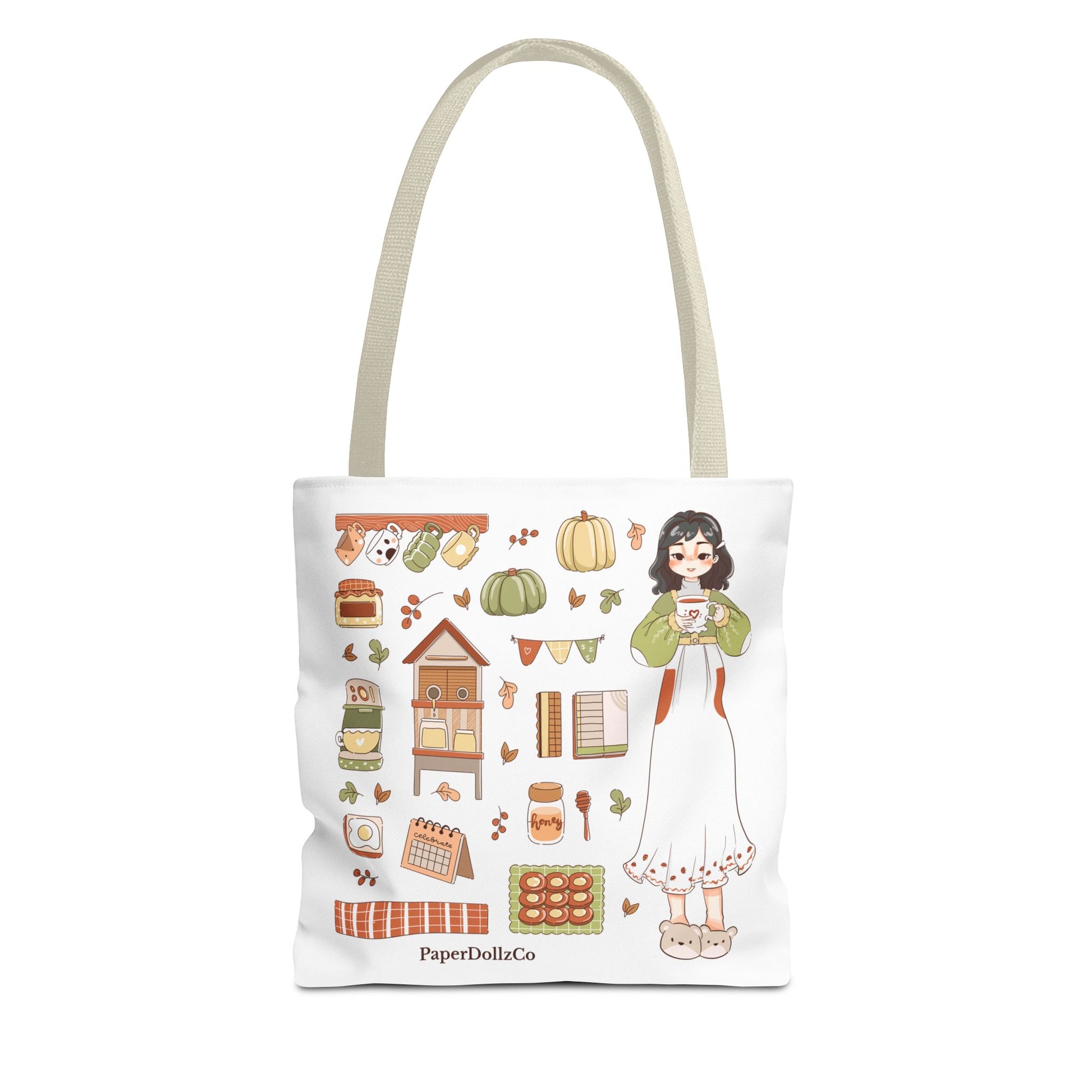 Autumn-Themed Tote Bag, Cozy Fall Essentials, Cute Eco-Friendly Shoulder Bag, Harvest Season Shopping Bag, Pumpkin Spice Carryall | Mulberry Merch
