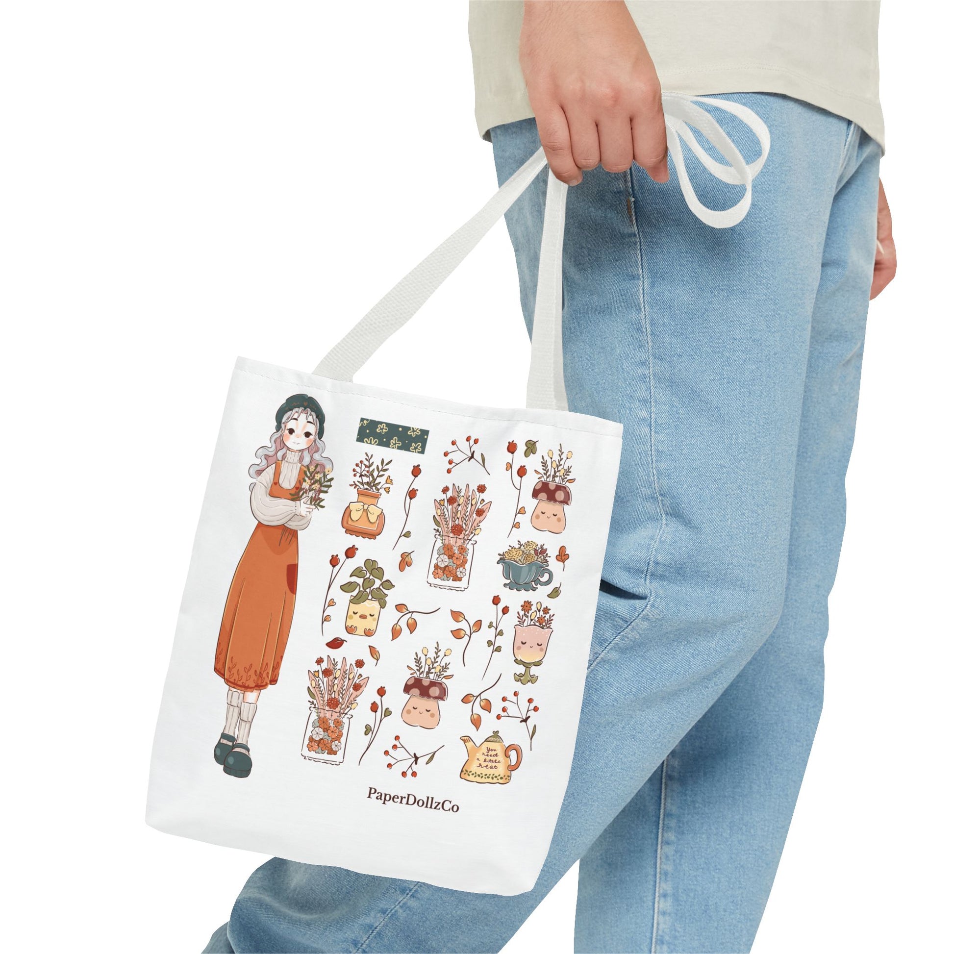 Autumn-Themed Tote Bag, Cozy Fall Essentials, Cute Eco-Friendly Shoulder Bag, Harvest Season Shopping Bag, Pumpkin Spice Carryall | Cotton Merch