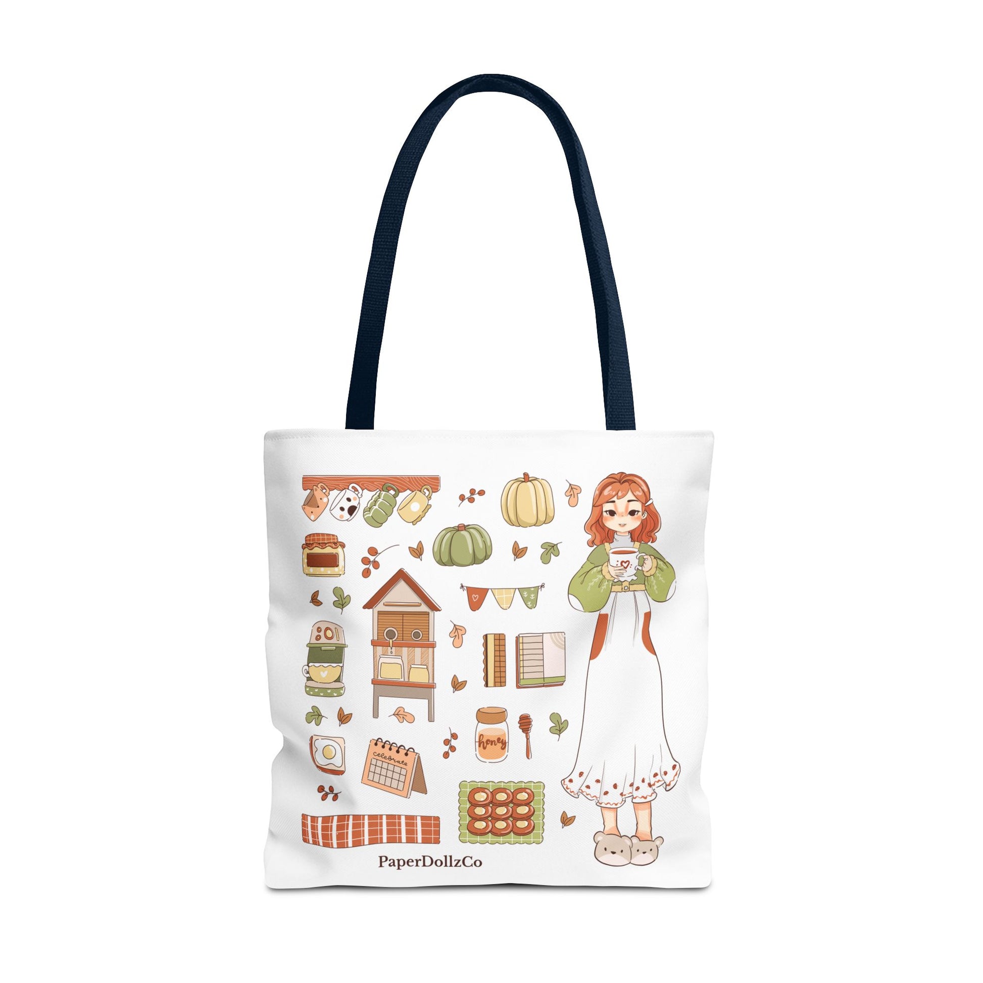 Autumn-Themed Tote Bag, Cozy Fall Essentials, Cute Eco-Friendly Shoulder Bag, Harvest Season Shopping Bag, Pumpkin Spice Carryall | Kiwi Merch