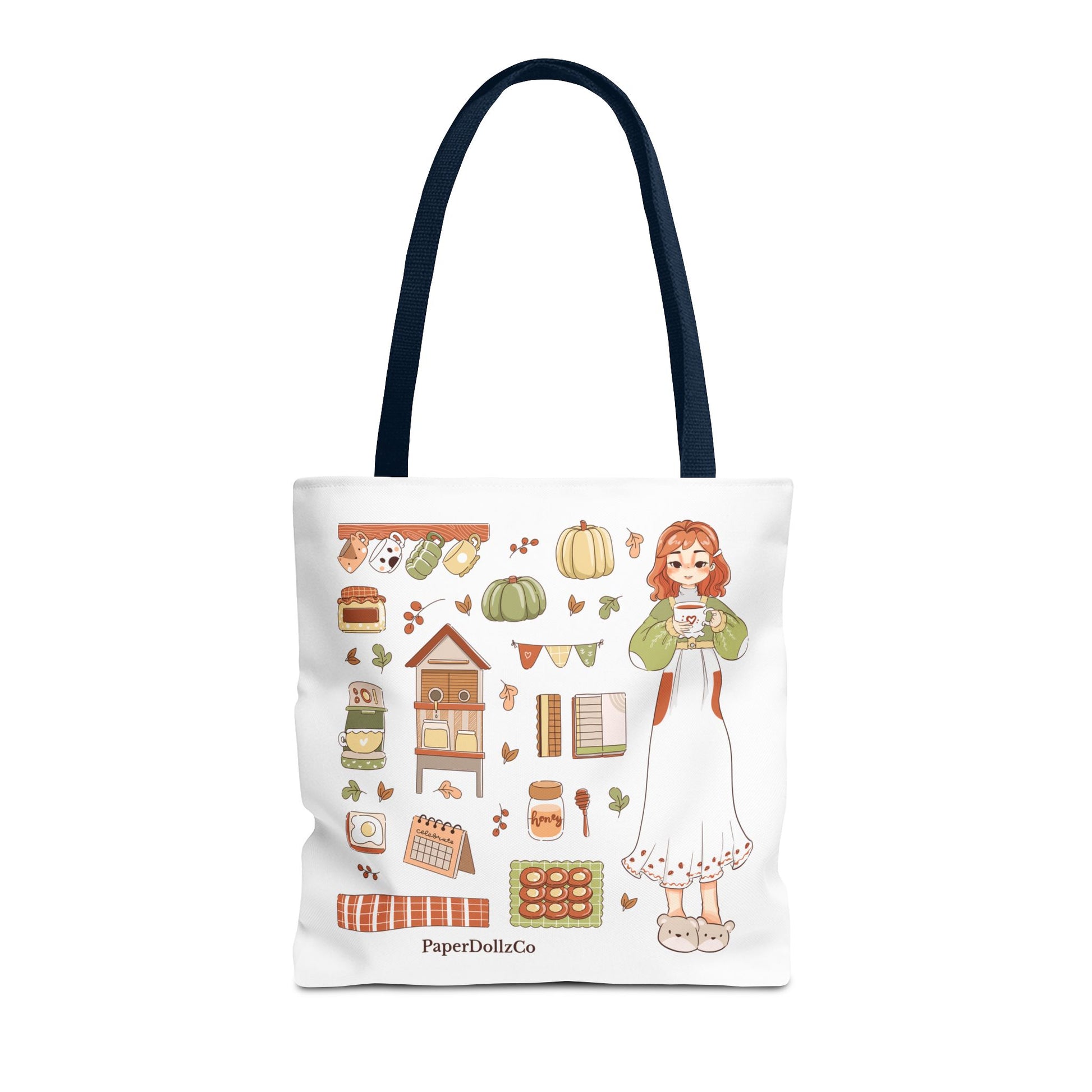 Autumn-Themed Tote Bag, Cozy Fall Essentials, Cute Eco-Friendly Shoulder Bag, Harvest Season Shopping Bag, Pumpkin Spice Carryall | Kiwi Merch