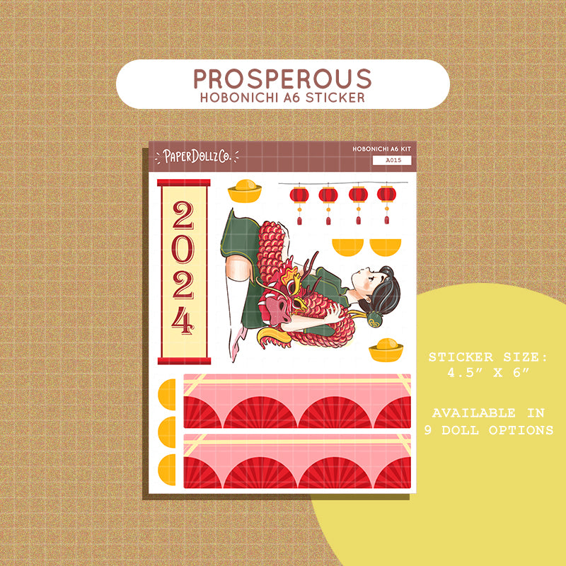 Prosperous Year of the Rising Dragon Hobonichi A6 Sticker Kit - a015