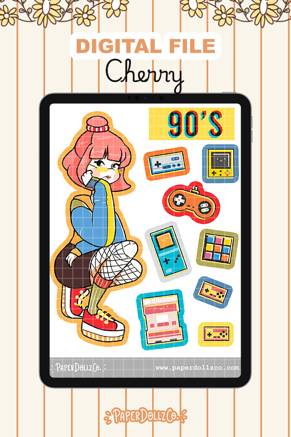 90s Digital File | Cherry| PaperDollzCo