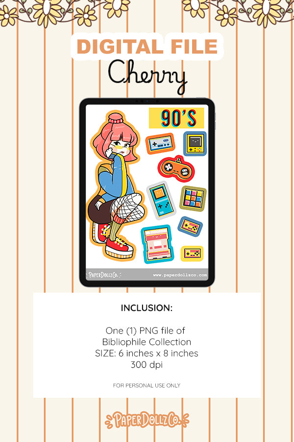 90s Digital File | Cherry| PaperDollzCo