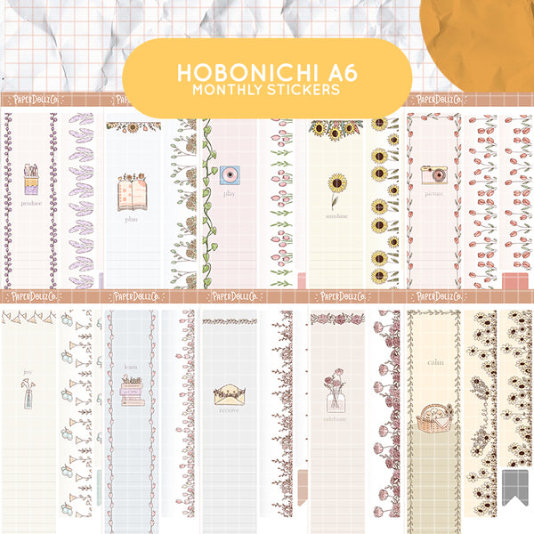 Minimalist Hobonichi A6 Monthly Stickers ( set of 2 )