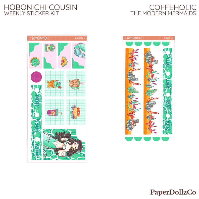Coffeeholic The Modern Mermaids Hobonichi Cousin Weekly Kit | hcwk001