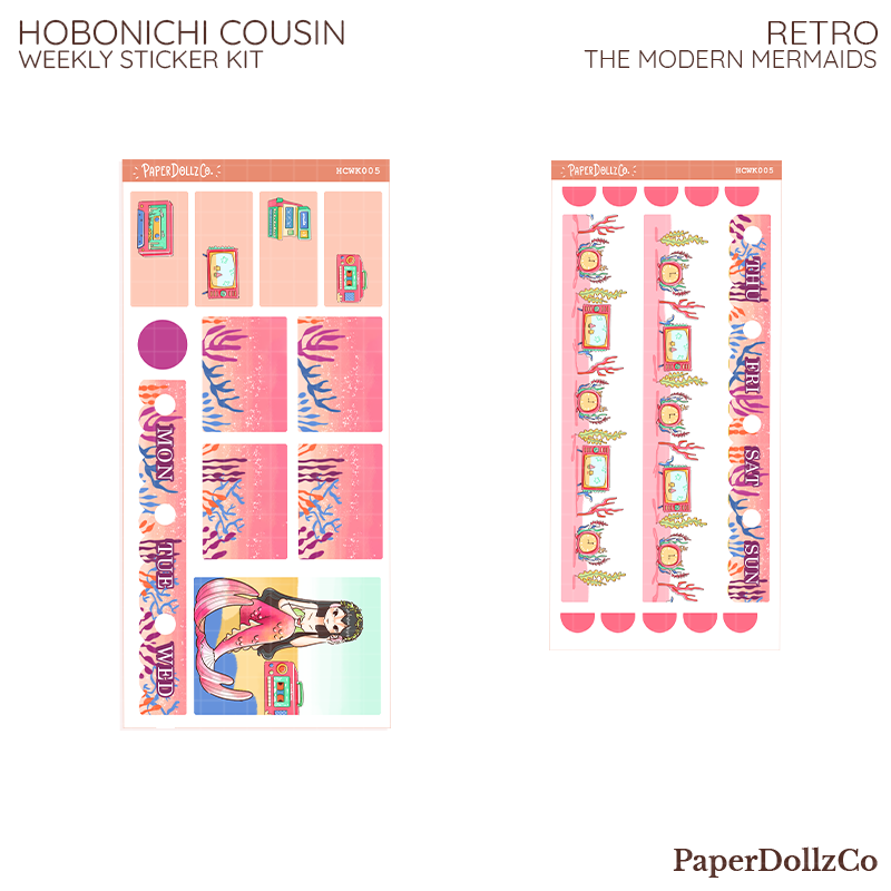 Retro The Modern Mermaids Hobonichi Cousin Weekly Kit | hcwk005