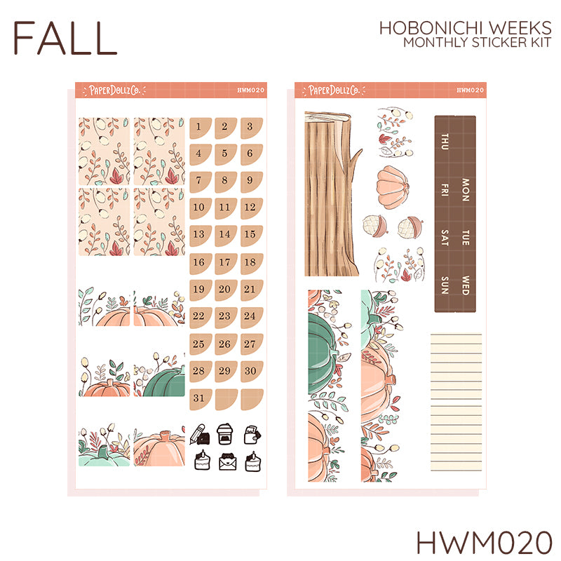 Fall | Hobonichi Weeks Monthly Stickers | HWM020