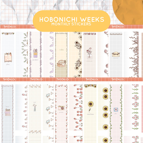 Minimalist Hobonichi Weeks Monthly Stickers ( set of 2 )