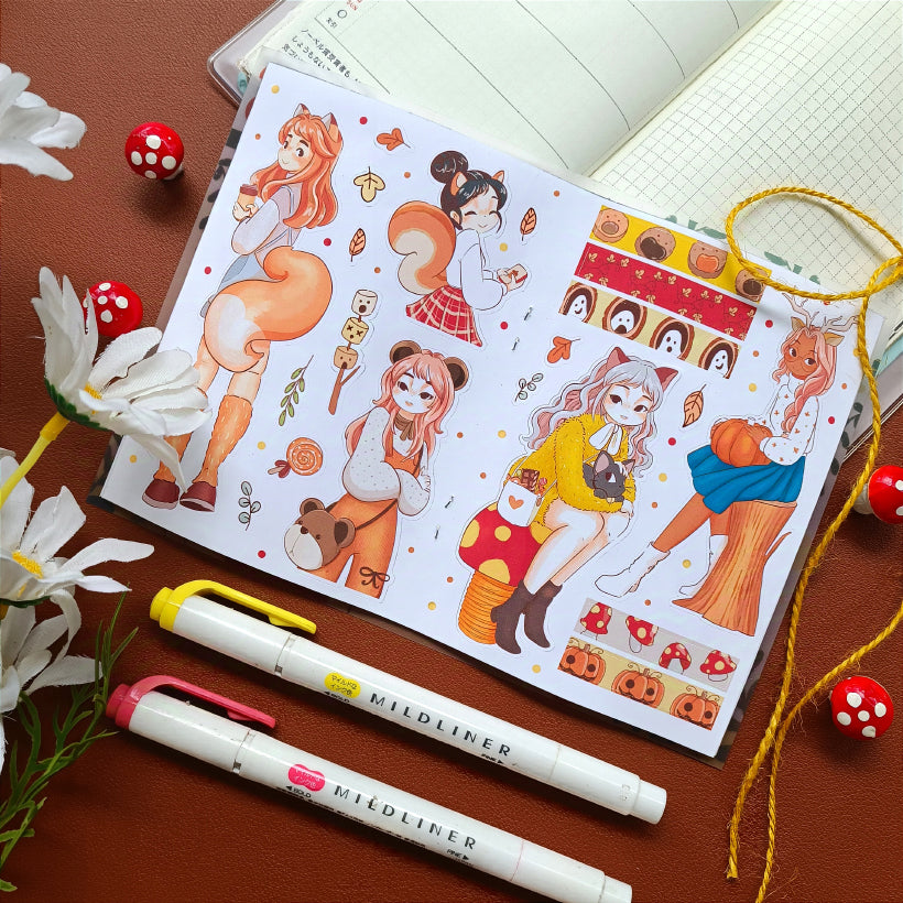 Fluffy Tails PaperDollzCo Planner Sticker Book | CB064