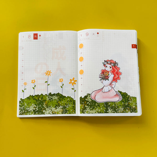 Blush Pretty Petal Hobonichi A6 Daily Sticker Kit - a019