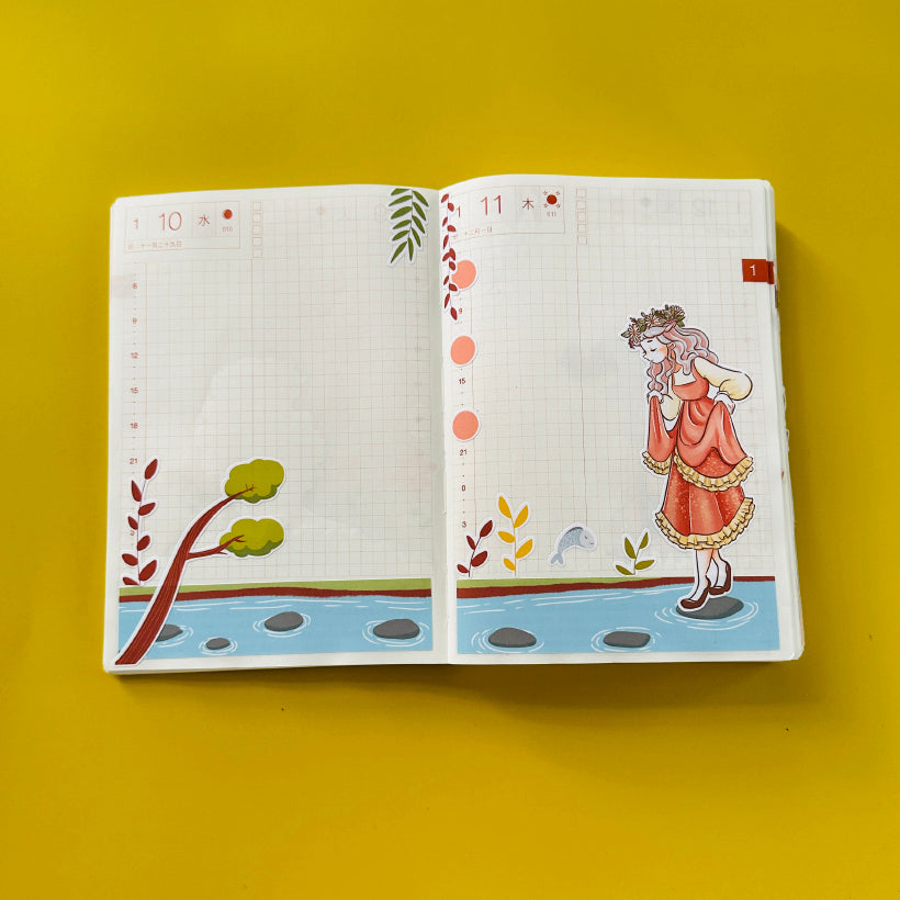 Artist Pretty Petal Hobonichi A6 Daily Sticker Kit - a017