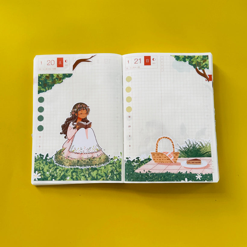 Breezy Spring Blossoming Hobonichi A6 Daily Sticker Kit - a024