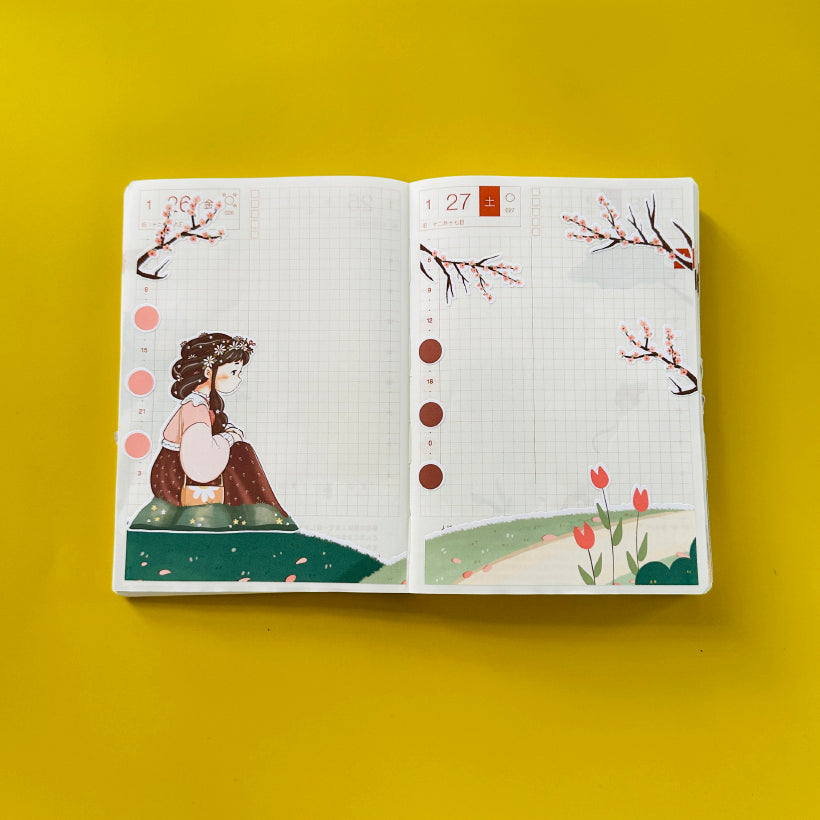 Lively Spring Blossoming Hobonichi A6 Daily Sticker Kit - a022