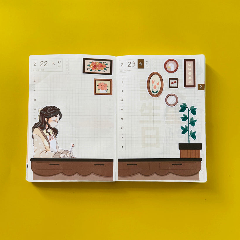 Journaling Alone Time Hobonichi A6 Daily Sticker Kit - a030