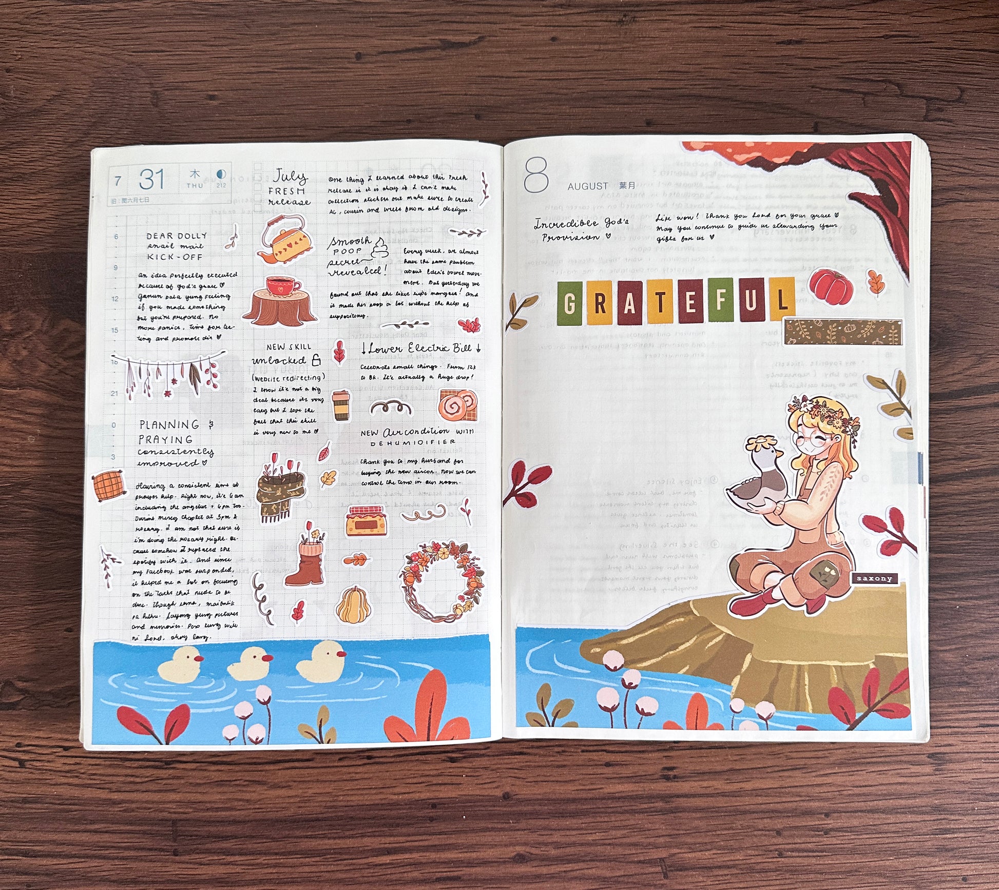Birds of Autumn | Hobonichi | Cousin Daily Sticker Kit | Cd081