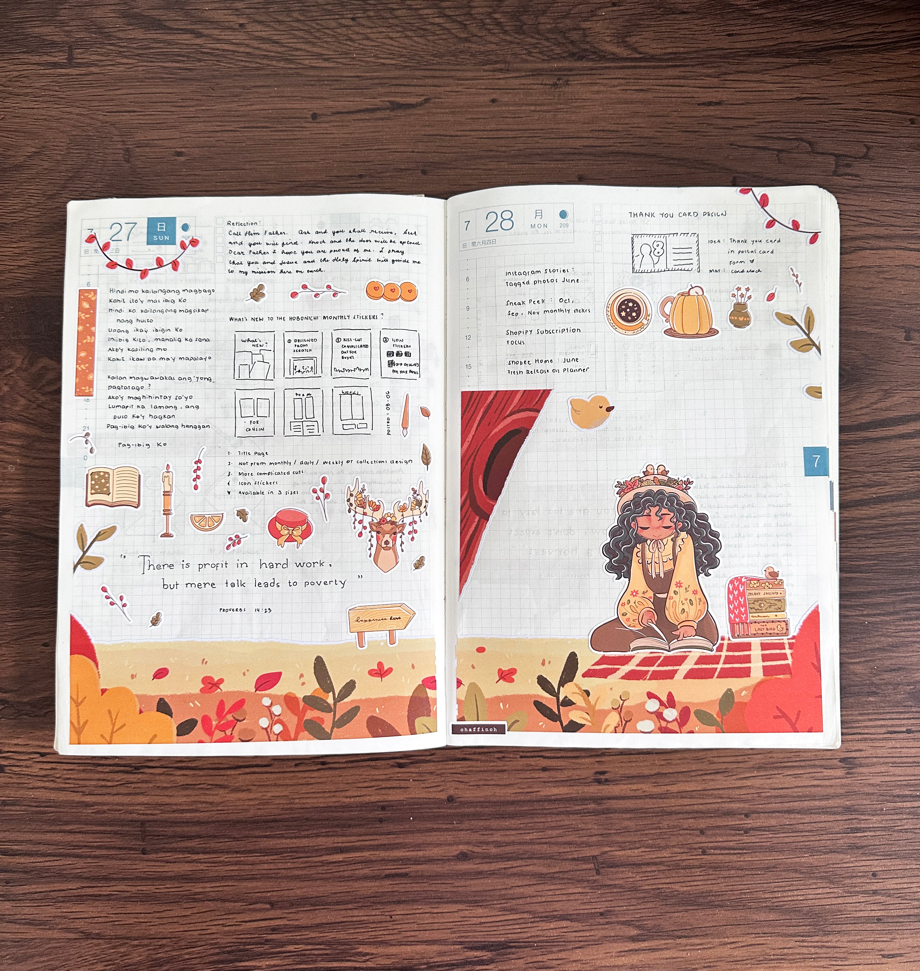 Birds of Autumn | Hobonichi | Cousin Daily Sticker Kit | Cd080
