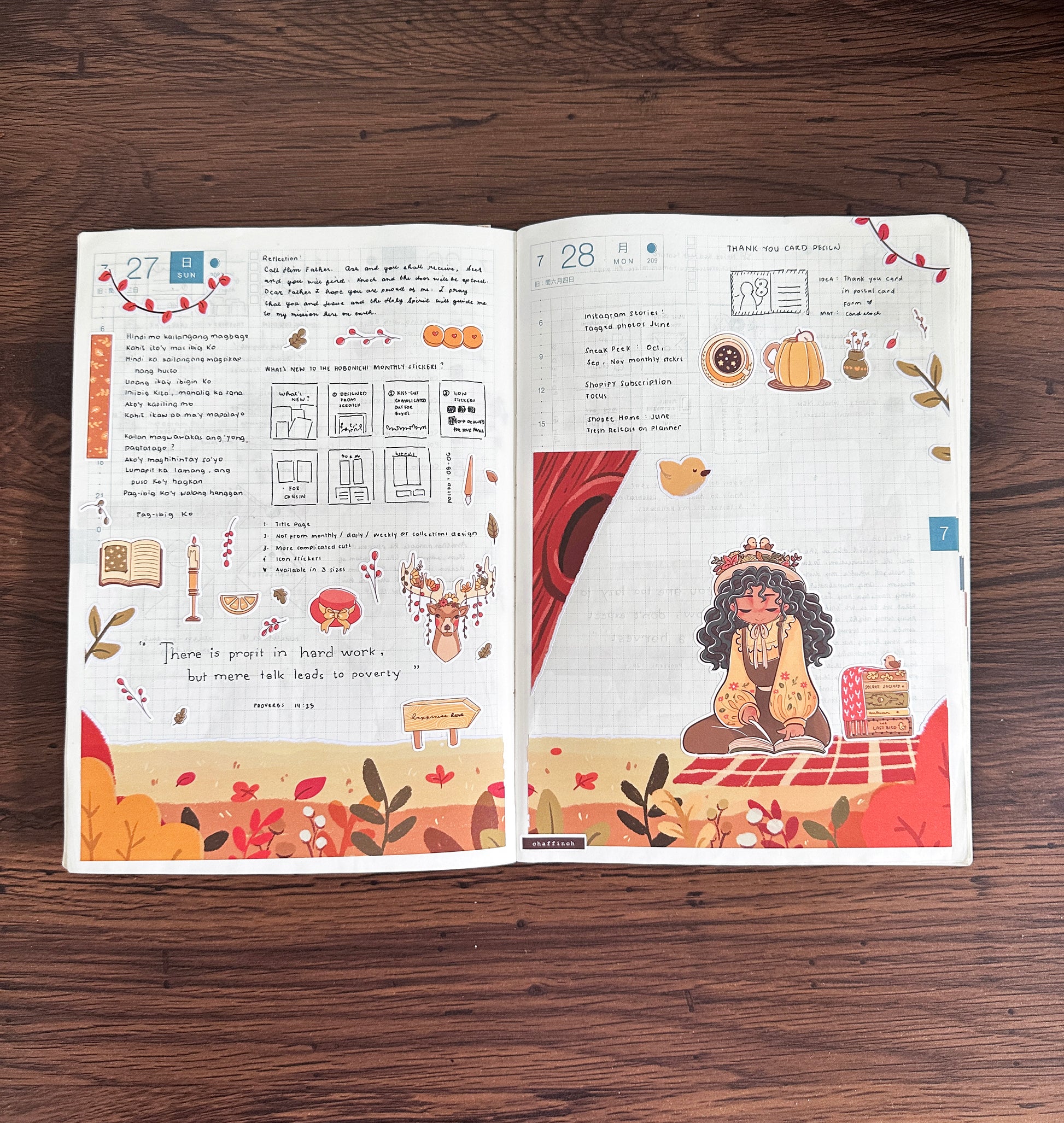 Birds of Autumn | Hobonichi | Cousin Daily Sticker Kit | Cd080