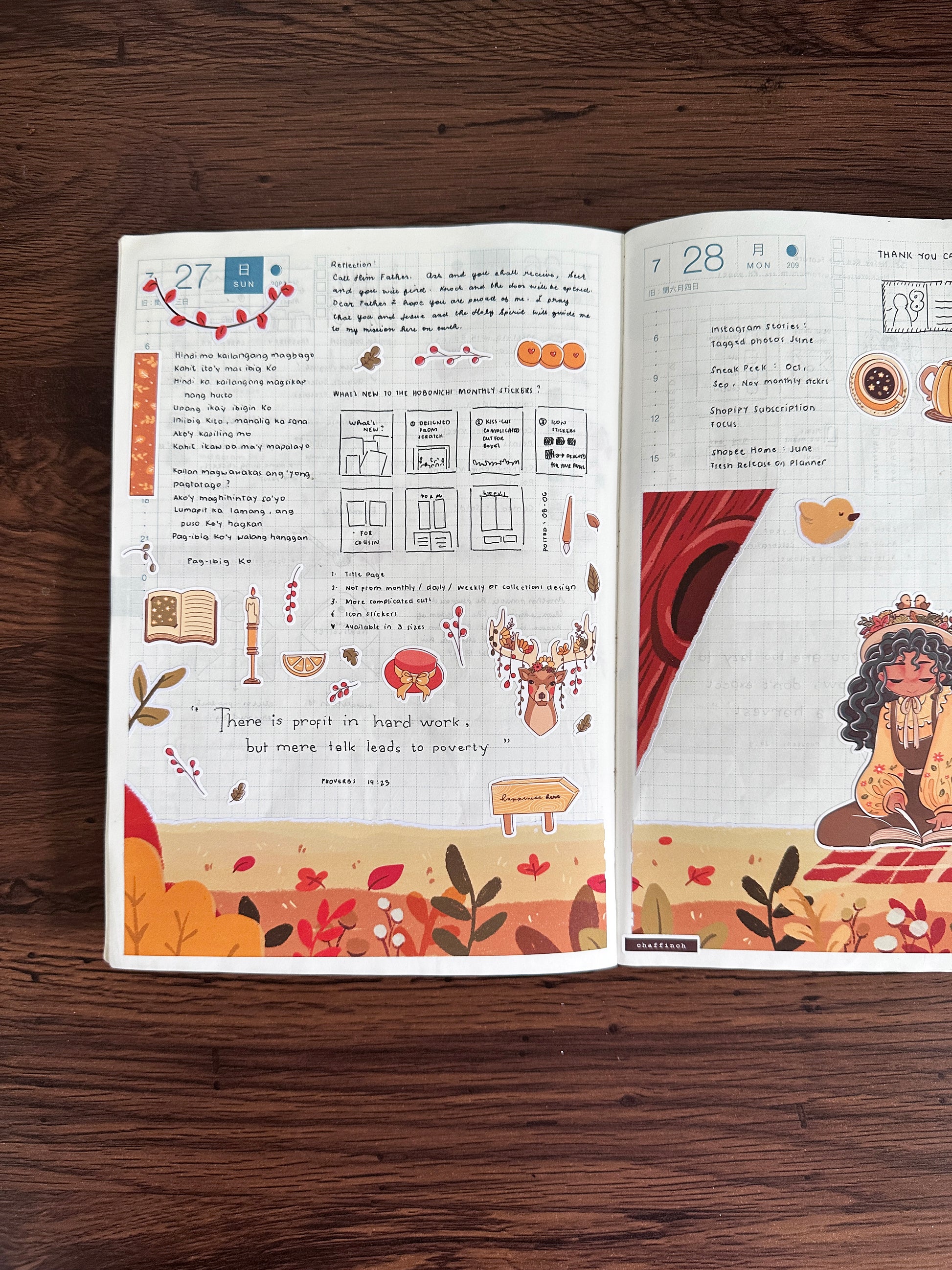 Birds of Autumn | Hobonichi | Cousin Daily Sticker Kit | Cd080