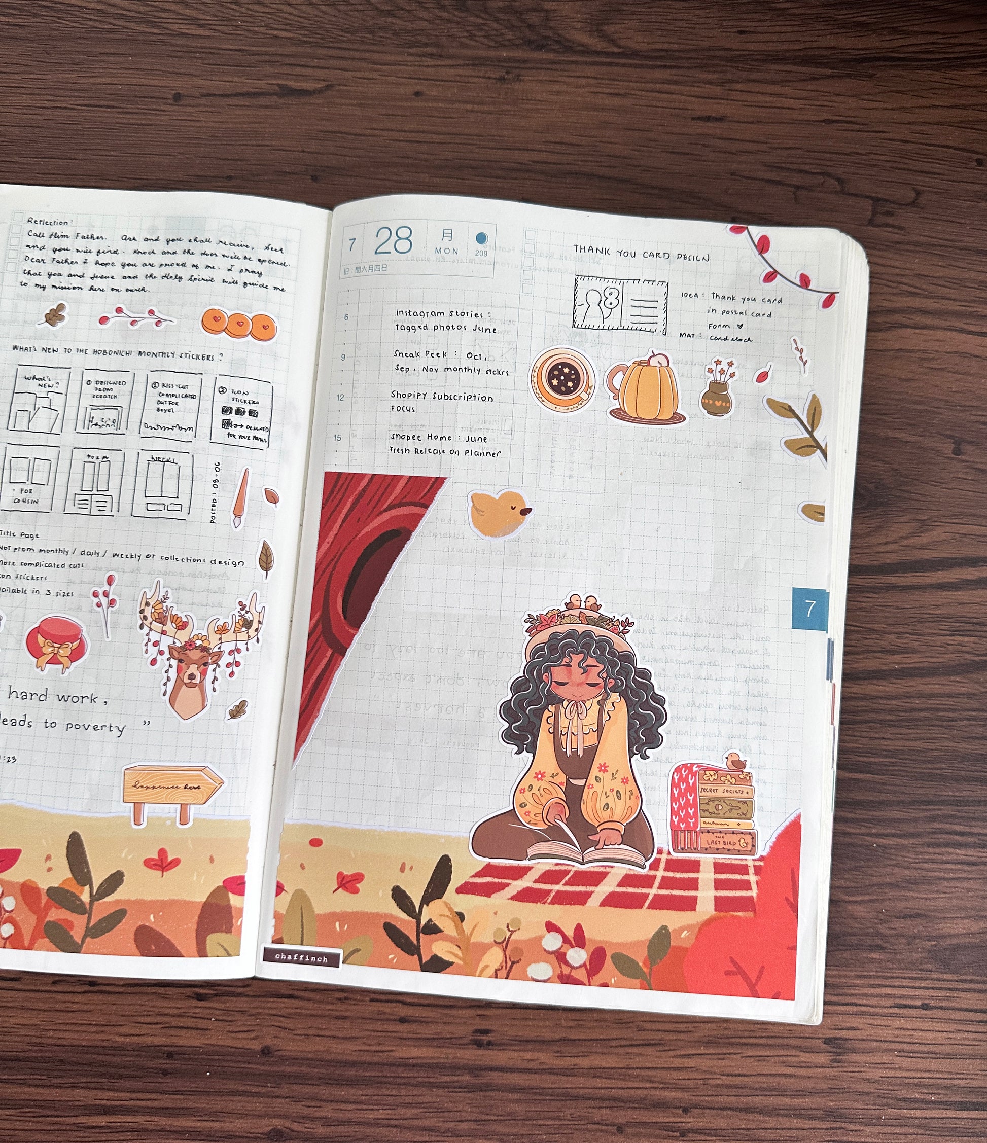 Birds of Autumn | Hobonichi | Cousin Daily Sticker Kit | Cd080