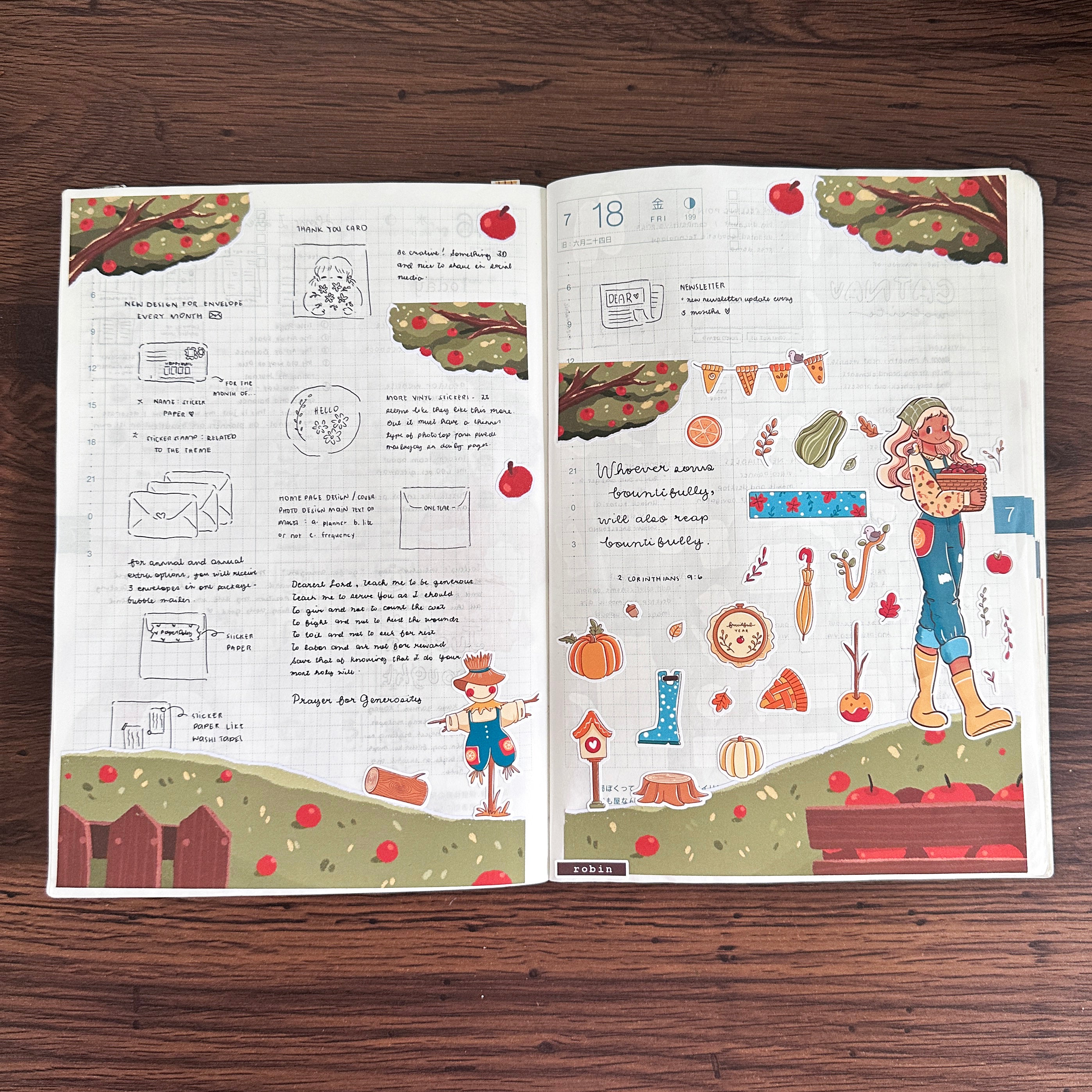Birds of Autumn | Hobonichi | Cousin Daily Sticker Kit | Cd078