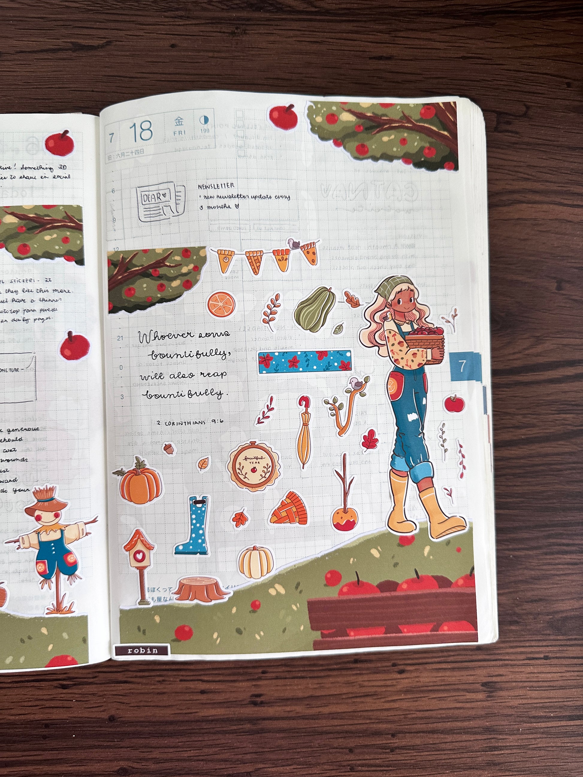 Birds of Autumn | Hobonichi | Cousin Daily Sticker Kit | Cd078