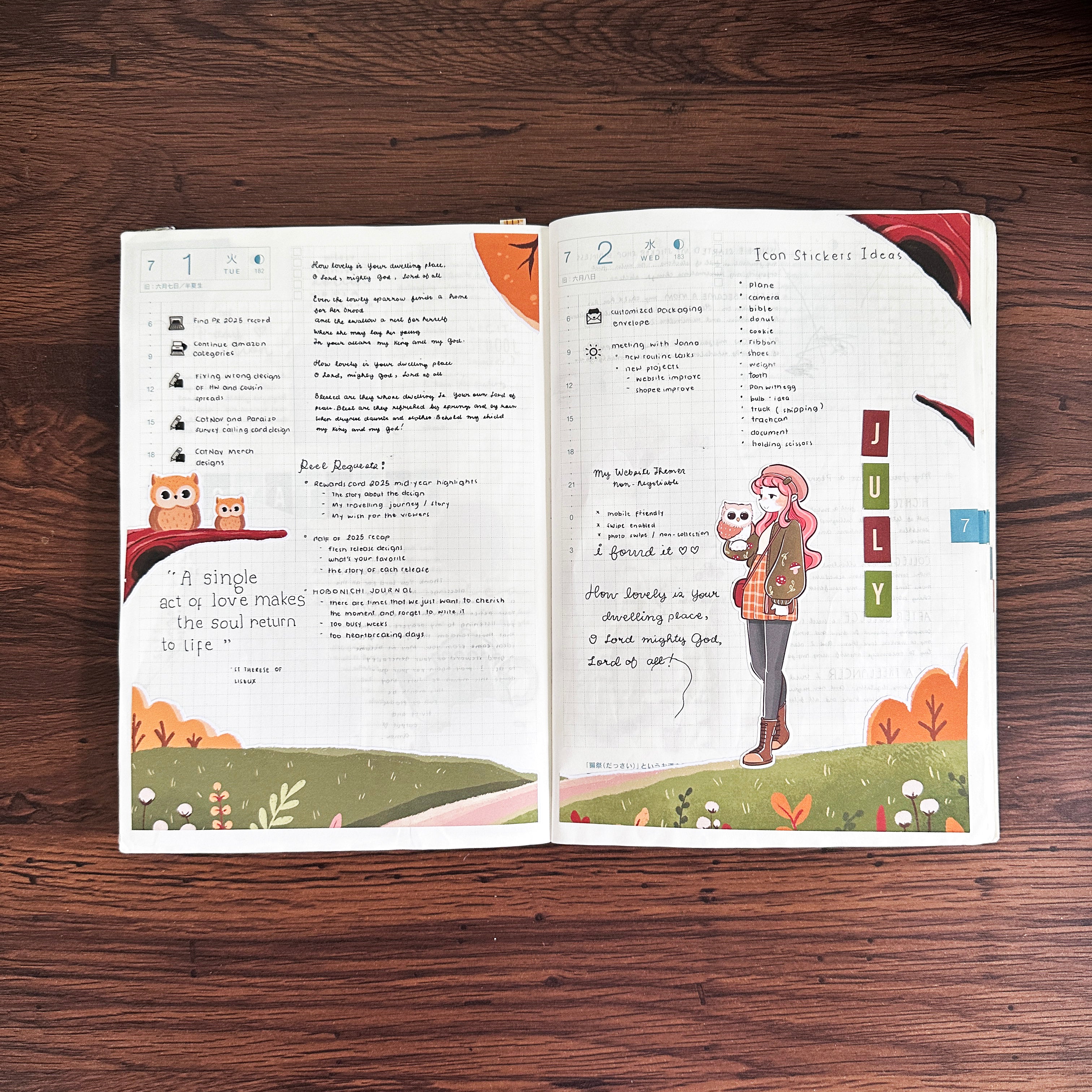 Birds of Autumn | Hobonichi | Cousin Daily Sticker Kit | Cd079