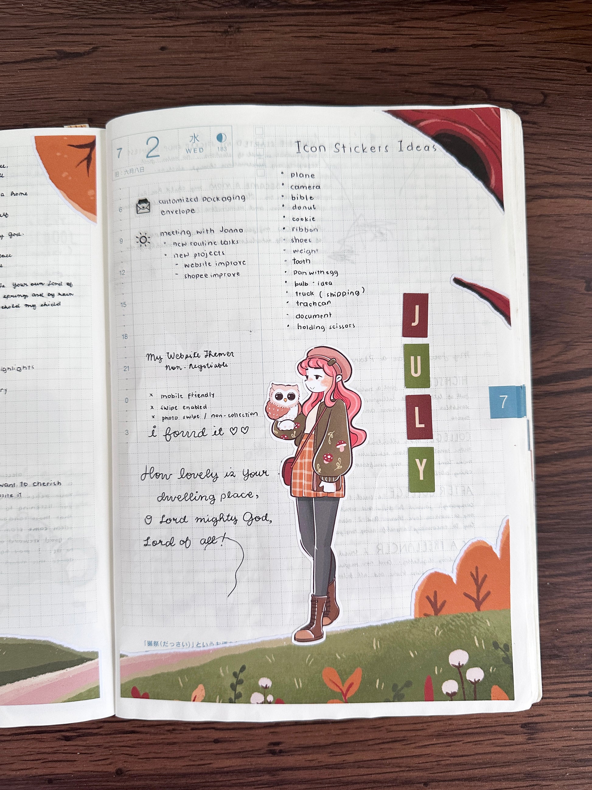 Birds of Autumn | Hobonichi | Cousin Daily Sticker Kit | Cd079